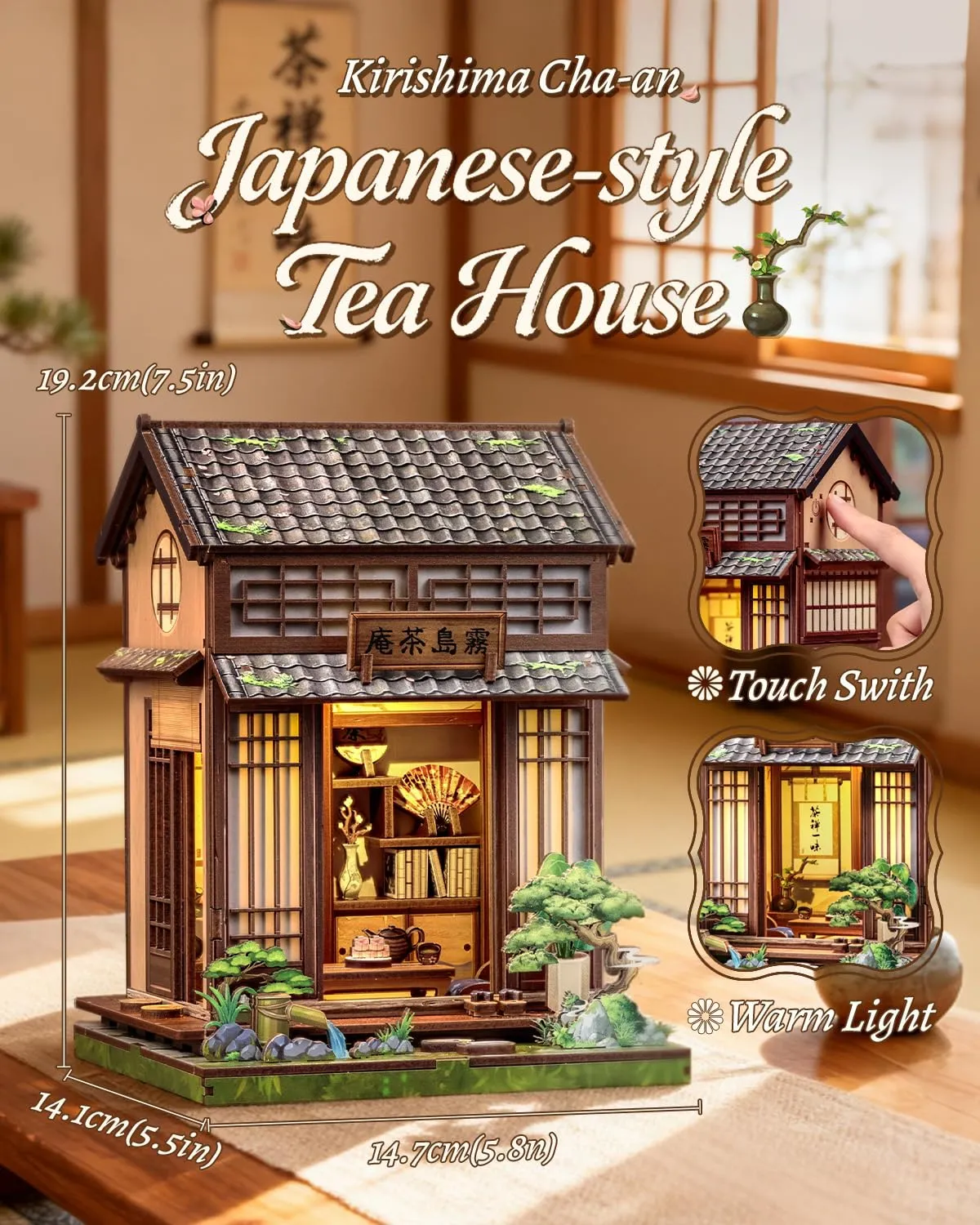 CUTEBEE Japanese Tea House Book Nook Kit, 3D Wooden Puzzle Miniature House, DIY Model for Adults - immagine 4