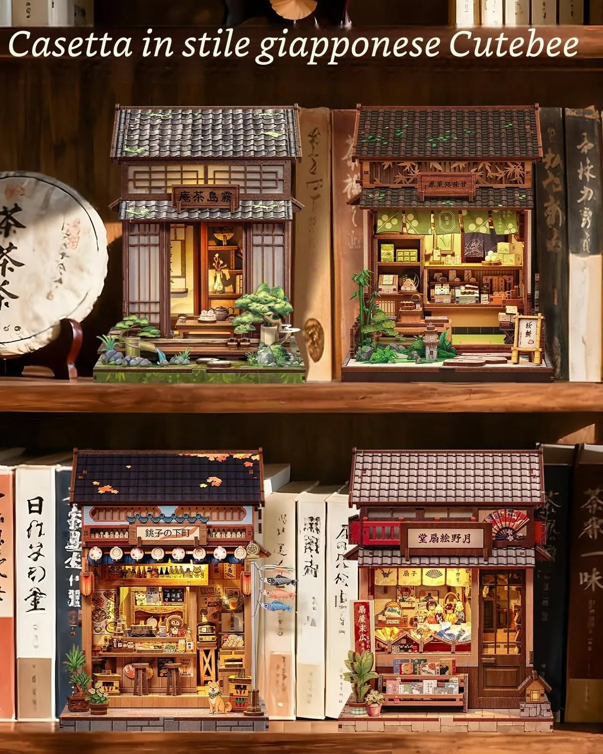 CUTEBEE Japanese Tea House Book Nook Kit, 3D Wooden Puzzle Miniature House, DIY Model for Adults - immagine 8