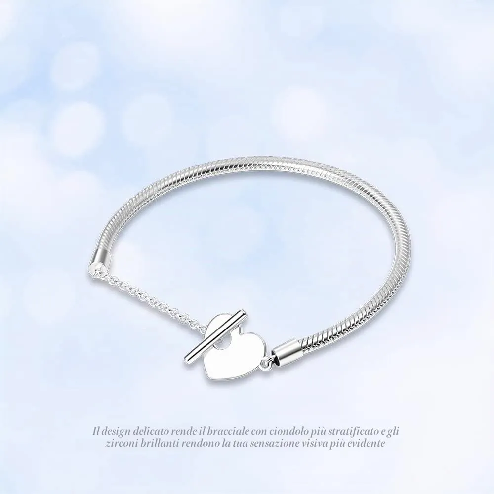 KUNSIR Bracciale Snake in Argento Sterling 925 Compatibile con Pandora, 20cm - immagine 2