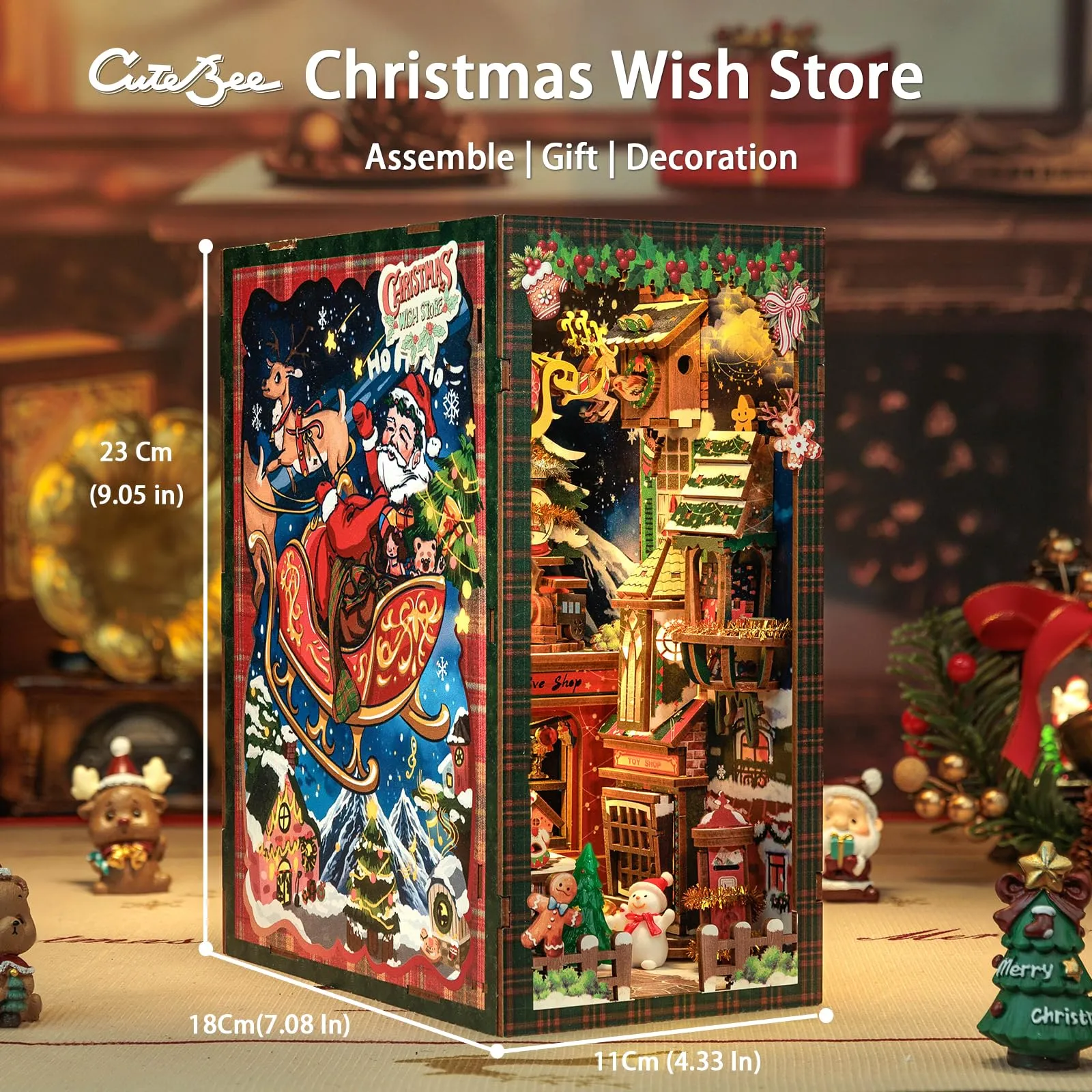 CUTEBEE Book Nook Kit - Christmas Wish Store Miniature DIY Dollhouse 1:12 - immagine 3
