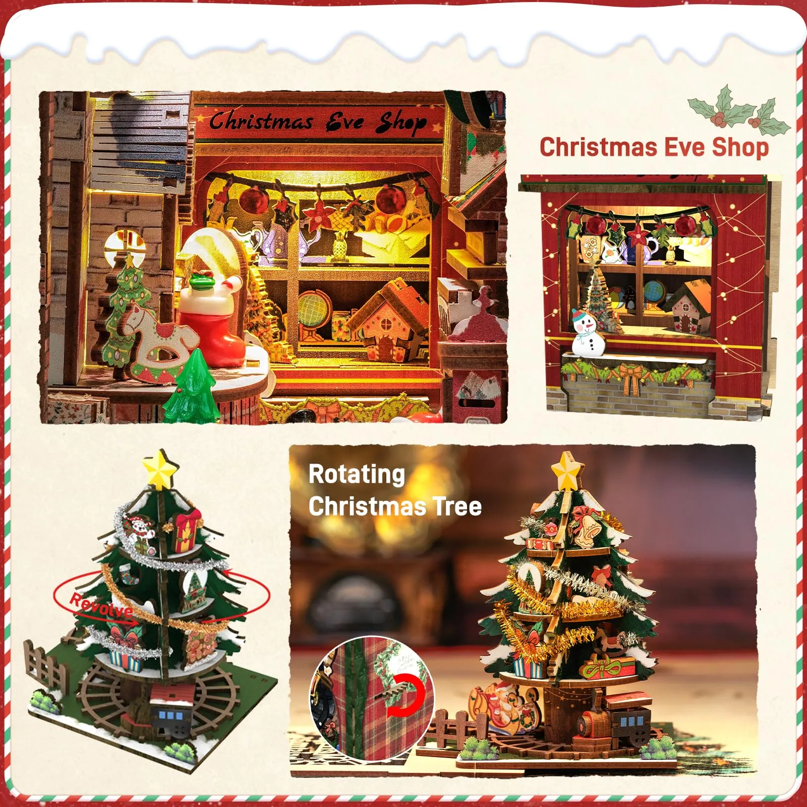 CUTEBEE Book Nook Kit - Christmas Wish Store Miniature DIY Dollhouse 1:12 - immagine 5