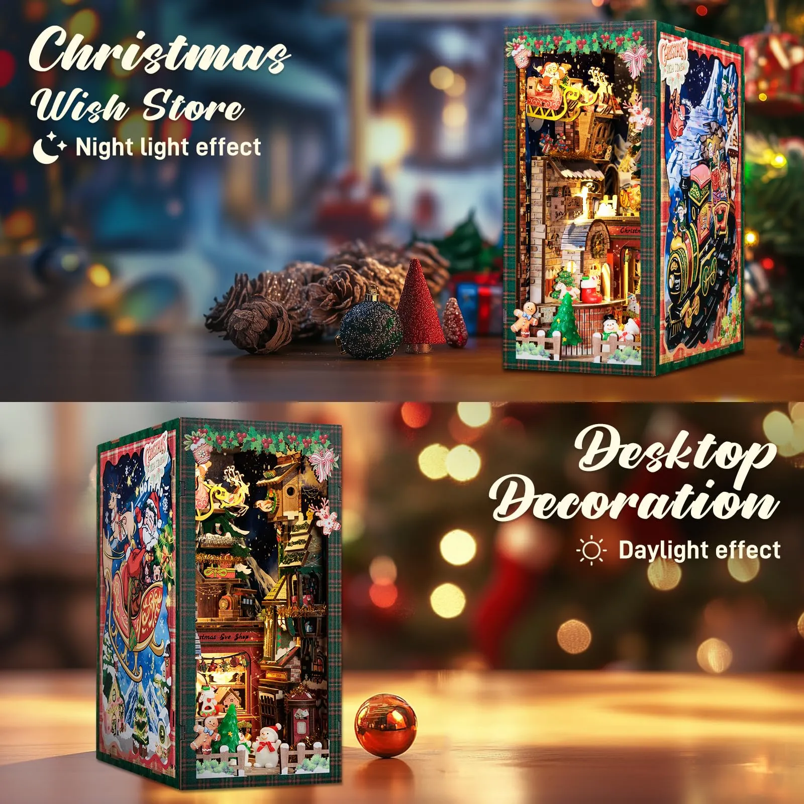 CUTEBEE Book Nook Kit - Christmas Wish Store Miniature DIY Dollhouse 1:12 - immagine 6