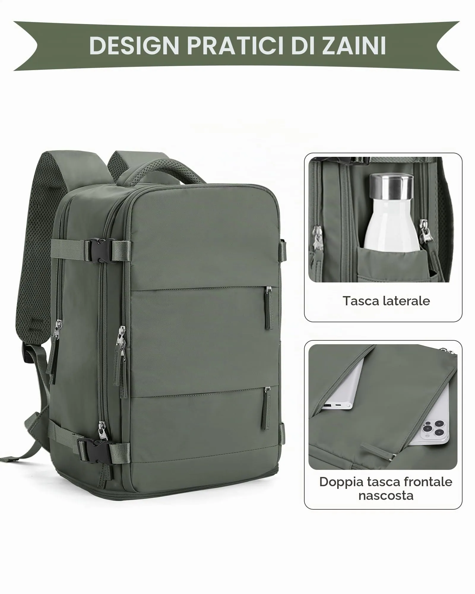 SZLX Zaino da Viaggio Bagaglio a Mano Ryanair Wizzair Easyjet per Laptop 14 Pollici con Porta Scarpe 40x20x25 cm - immagine 4