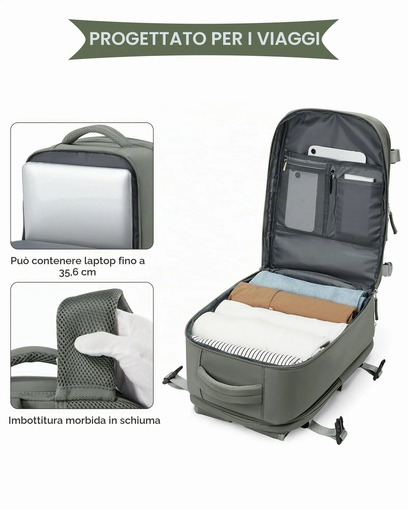 SZLX Zaino da Viaggio Bagaglio a Mano Ryanair Wizzair Easyjet per Laptop 14 Pollici con Porta Scarpe 40x20x25 cm - immagine 6