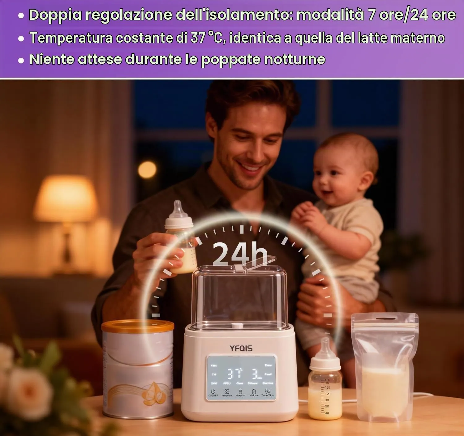 YFQIS Scaldabiberon e Sterilizzatore 10 in 1, Scalda Pappa 230W con Display LCD e Timer, Senza BPA - immagine 5