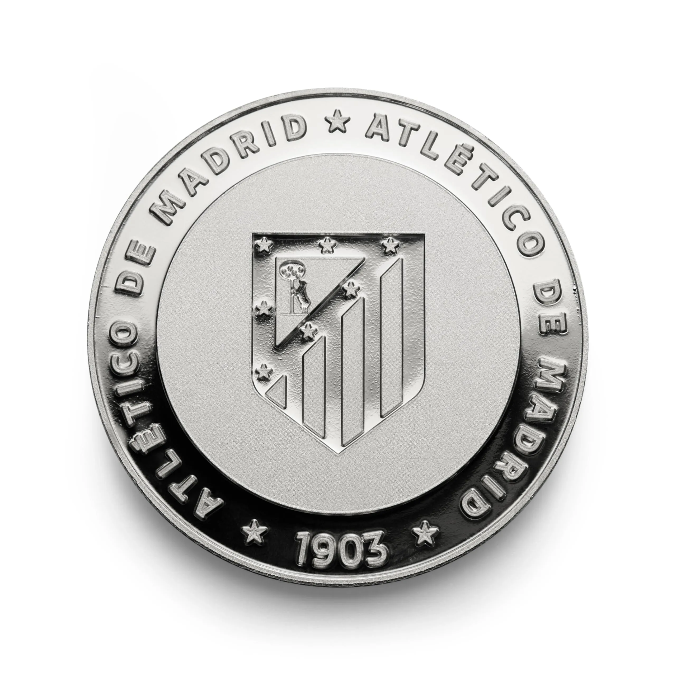 MOCIWORLD Atlético de Madrid Moneta Edizione Speciale Nichel con Stemma e Iscrizione Coraggio e Cuore - immagine 3