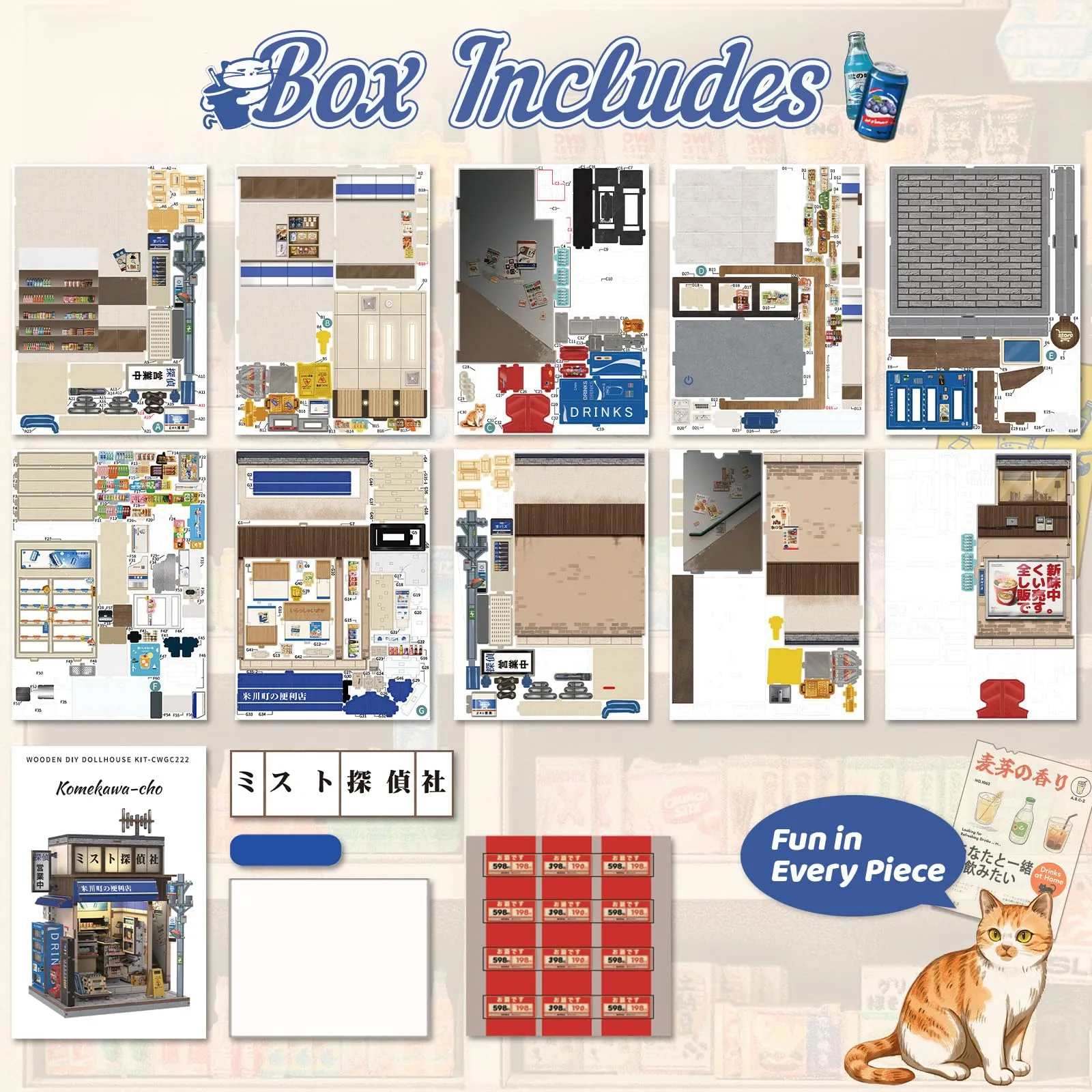 CUTEBEE Book Nook Kit - Casa Di Bambole In Stile Giapponese DIY Miniatura In Legno - immagine 7