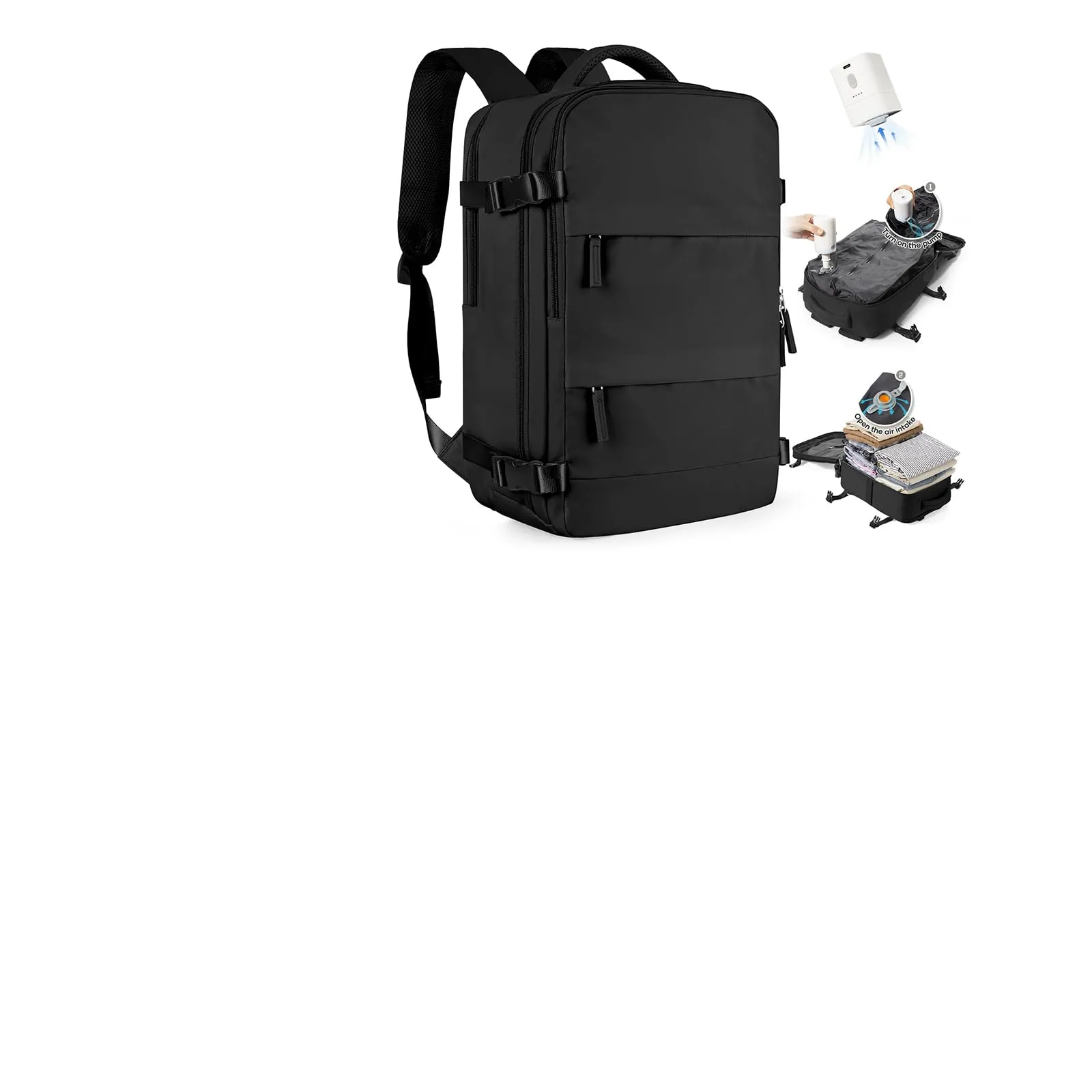 SZLX Zaino da Viaggio Sottovuoto con Pompa, Bagaglio a Mano 40x30x20 per Ryanair, Wizzair, Easyjet, Scomparto Laptop 14 Pollici e Porta Scarpe - immagine 1
