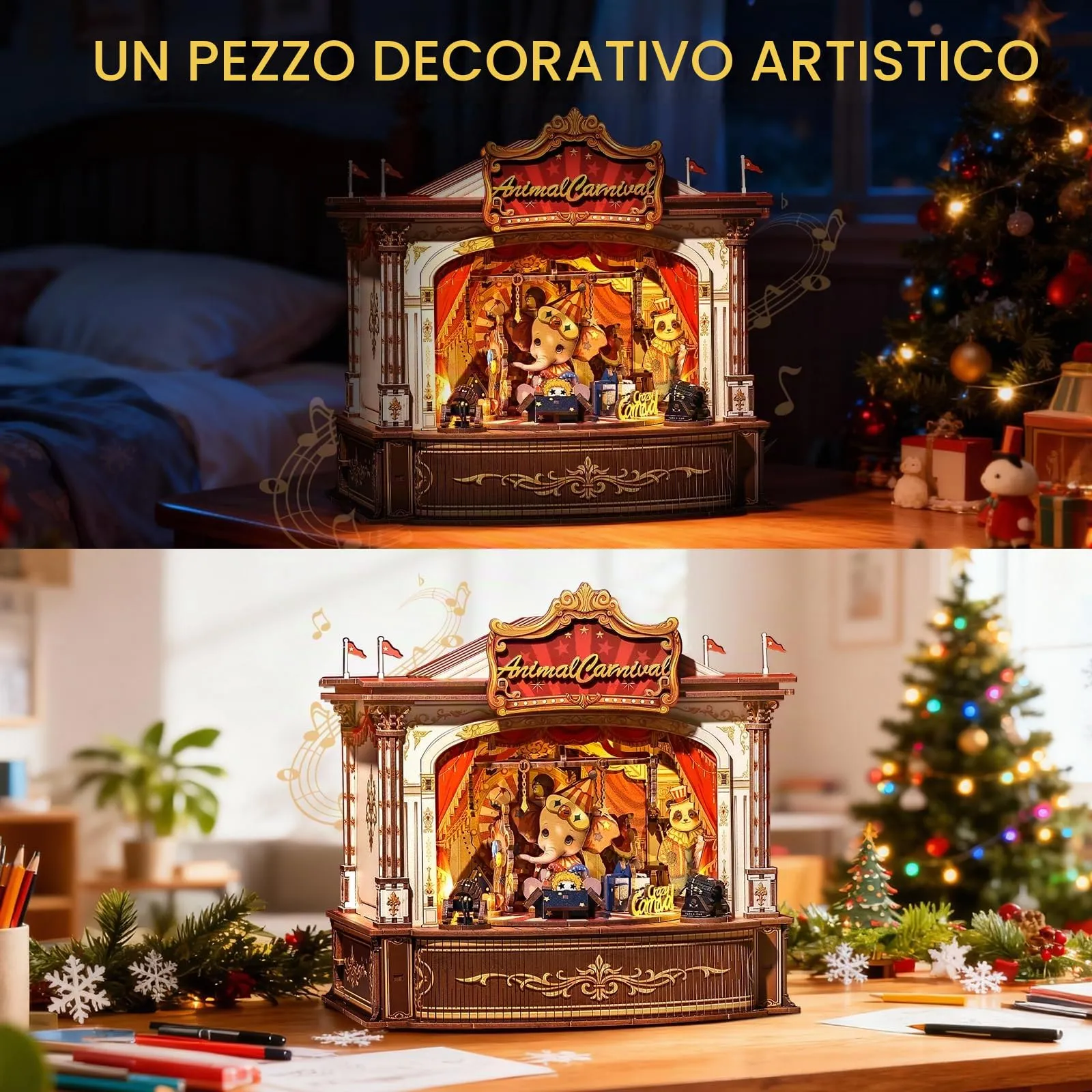 CUTEBEE Book Nook Animal Carnival, Miniatura Rotante Fai da Te, Decorazione per Libreria 1:24 - immagine 4