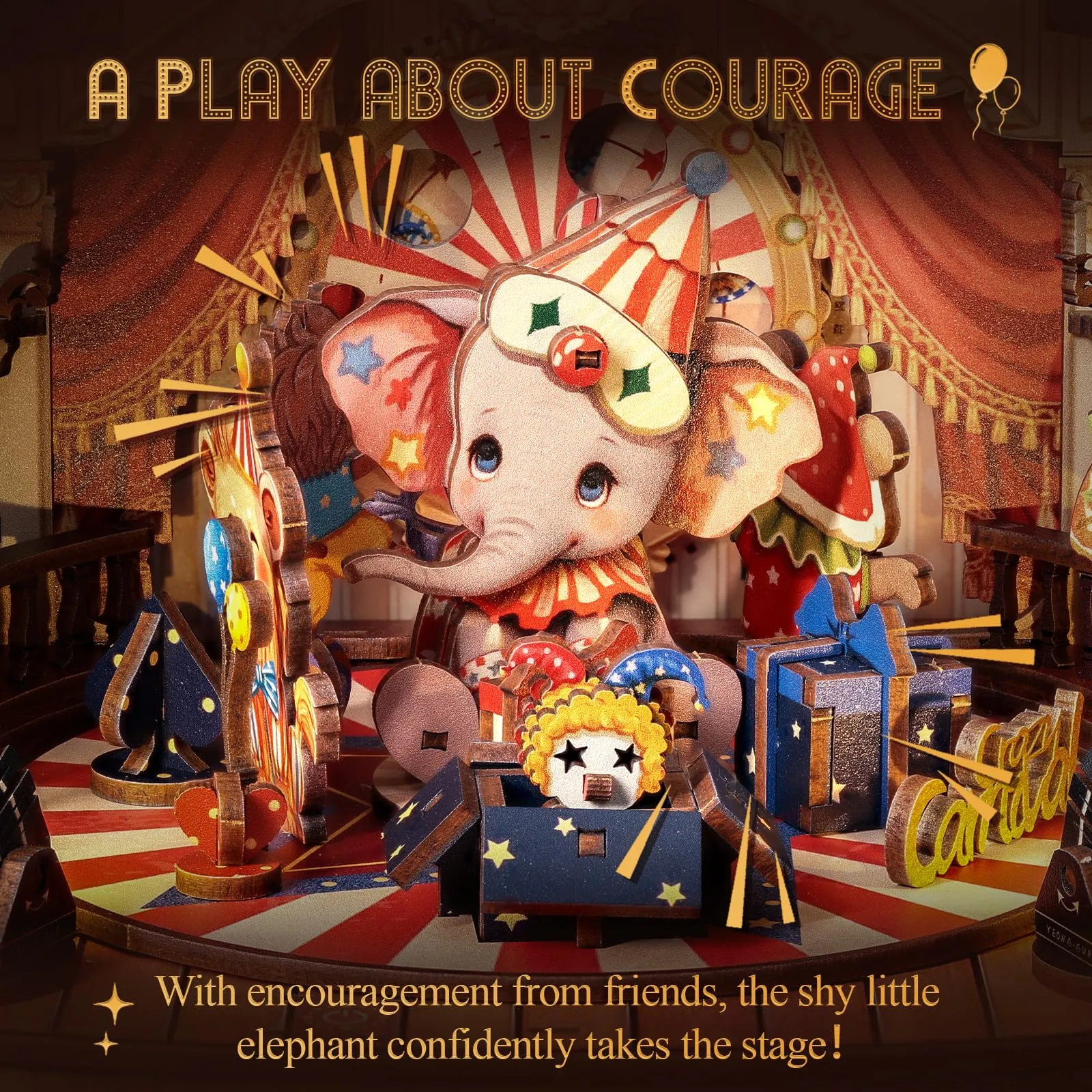 CUTEBEE Book Nook Animal Carnival, Miniatura Rotante Fai da Te, Decorazione per Libreria 1:24 - immagine 8