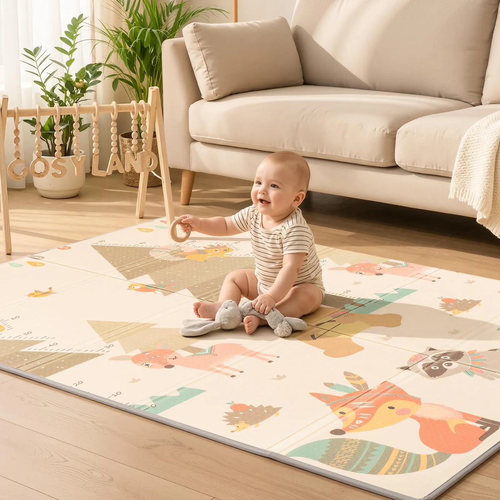 COSYLAND Tappeto Gioco Bambini Pieghevole in XPE, 150 x 180 x 1 cm, Animali - immagine 2