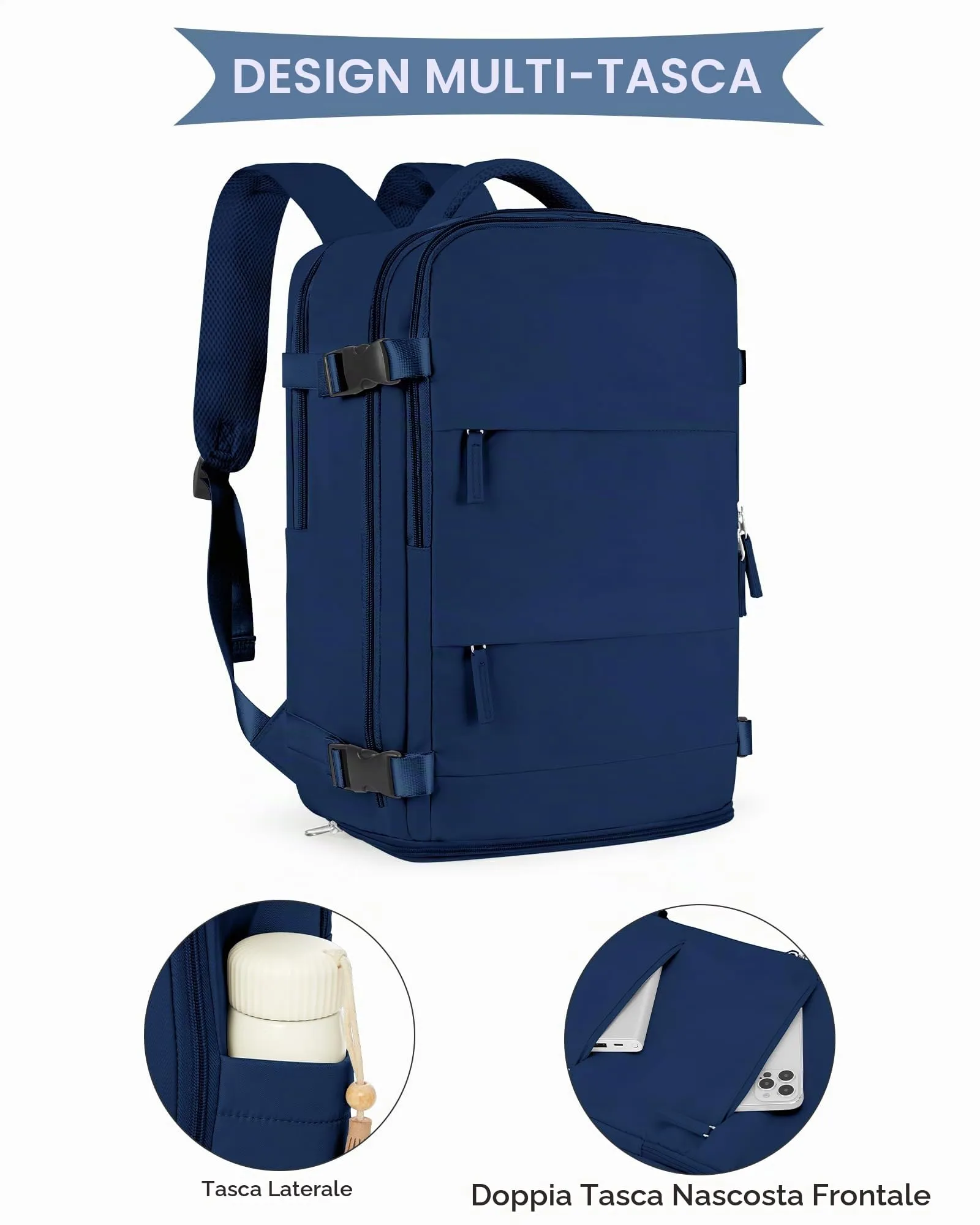 SZLX Zaino da Viaggio Bagaglio a Mano Ryanair 40x30x20 Wizzair Easyjet per Laptop 14 Pollici con Porta Scarpe - immagine 6