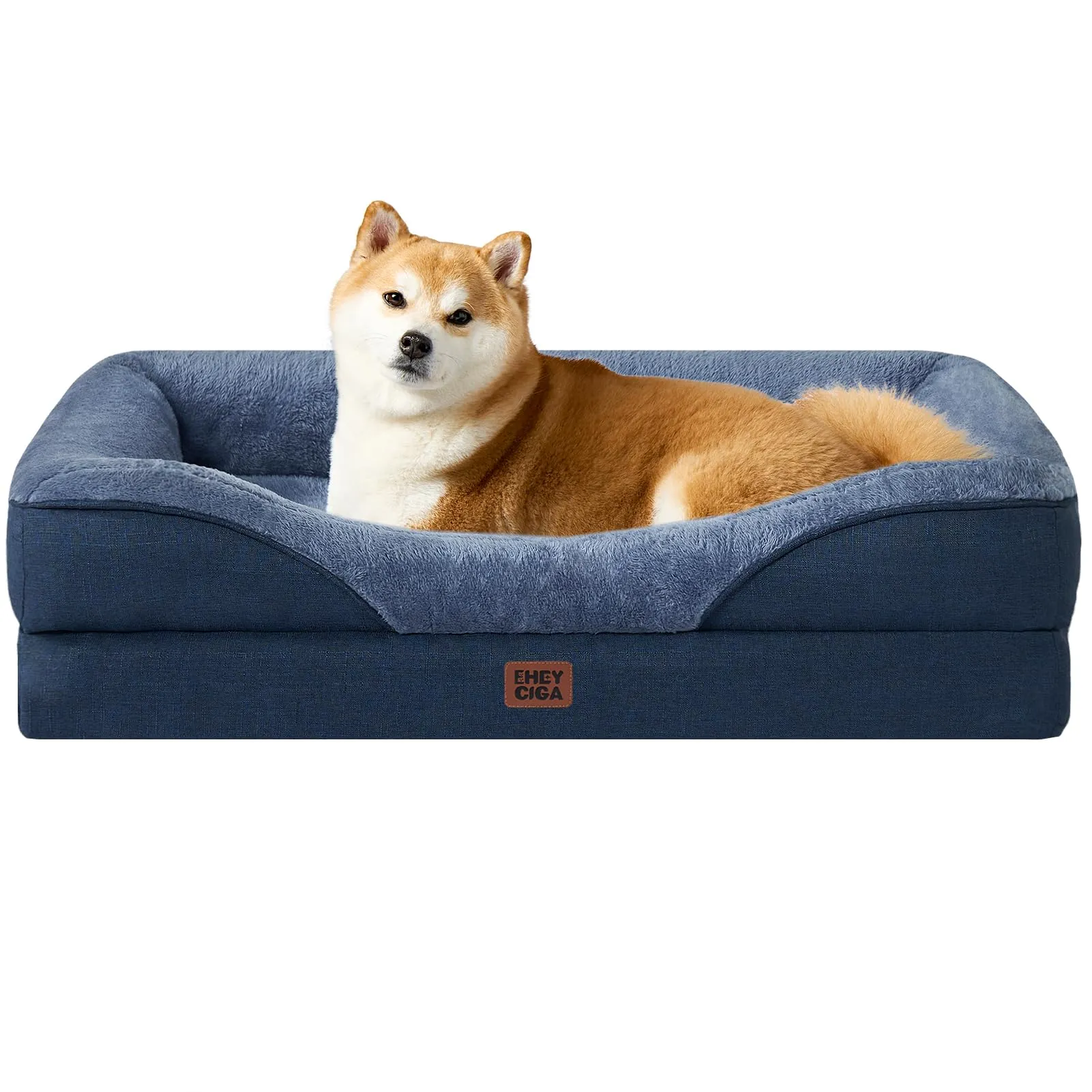 EHEYCIGA Cuccia Cane Interno in Memory Foam, 89x56x16.5cm, Blu Scuro - immagine 1