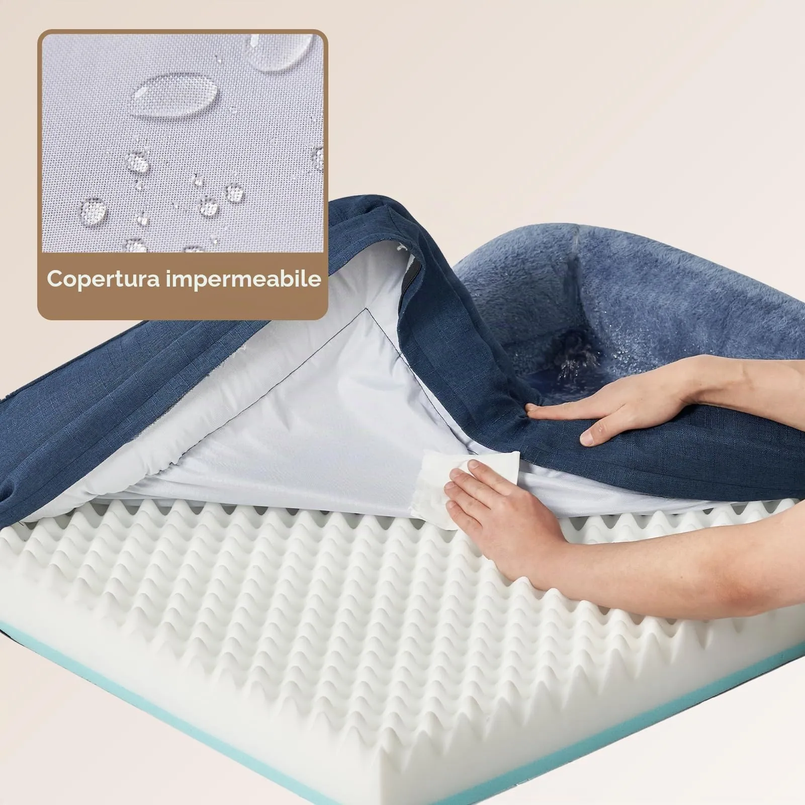 EHEYCIGA Cuccia Cane Interno in Memory Foam, 89x56x16.5cm, Blu Scuro - immagine 4
