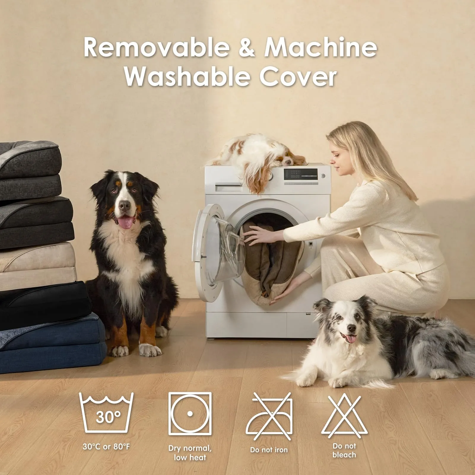 EHEYCIGA Cuccia Cane Interno in Memory Foam, 89x56x16.5cm, Blu Scuro - immagine 5