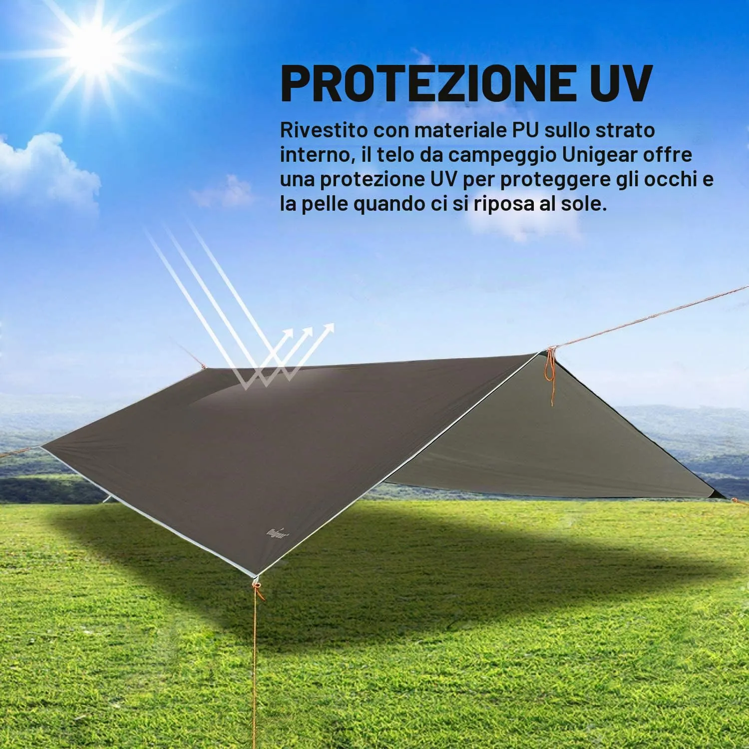 Unigear Tarp Campeggio Impermeabile 4.4x4.4m - immagine 4