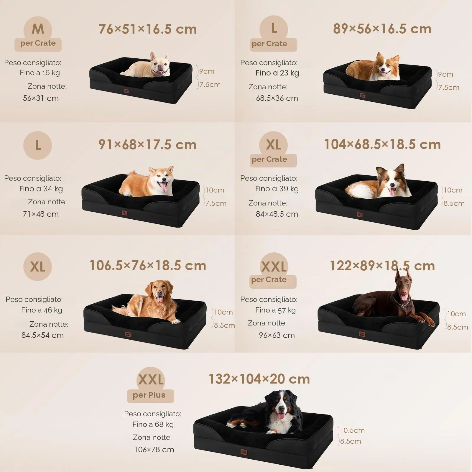 EHEYCIGA Cuccia Cane Interno Taglia Grande, 104x68.6x18.9cm, Nero - immagine 5