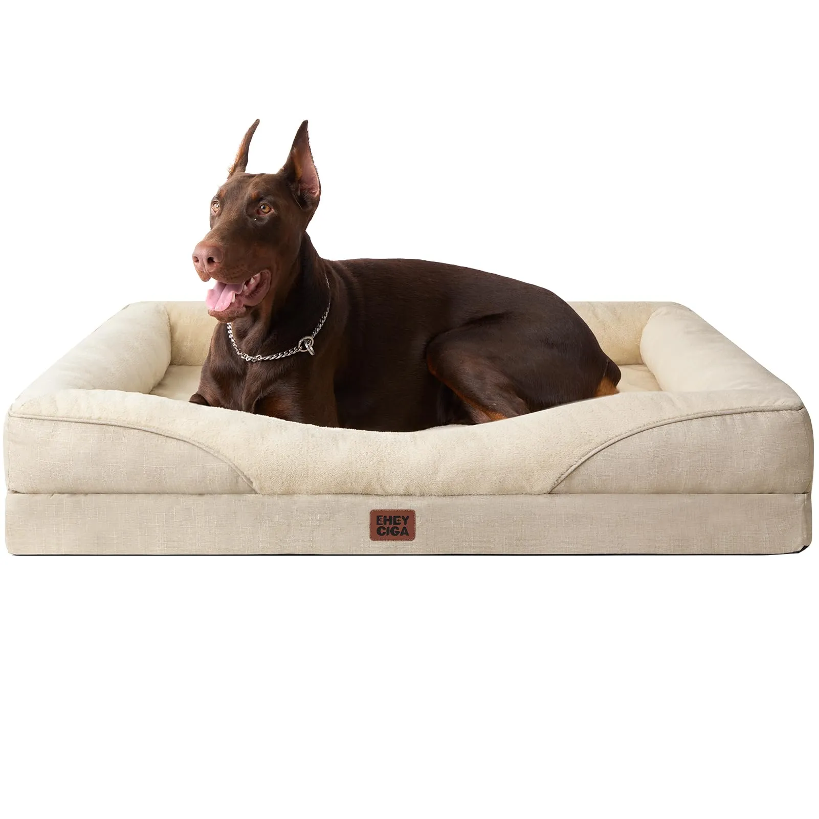 EHEYCIGA Cuccia Cane Interno Memory Foam, Taglia Grande, 122x89x18.9cm, Beige - immagine 1