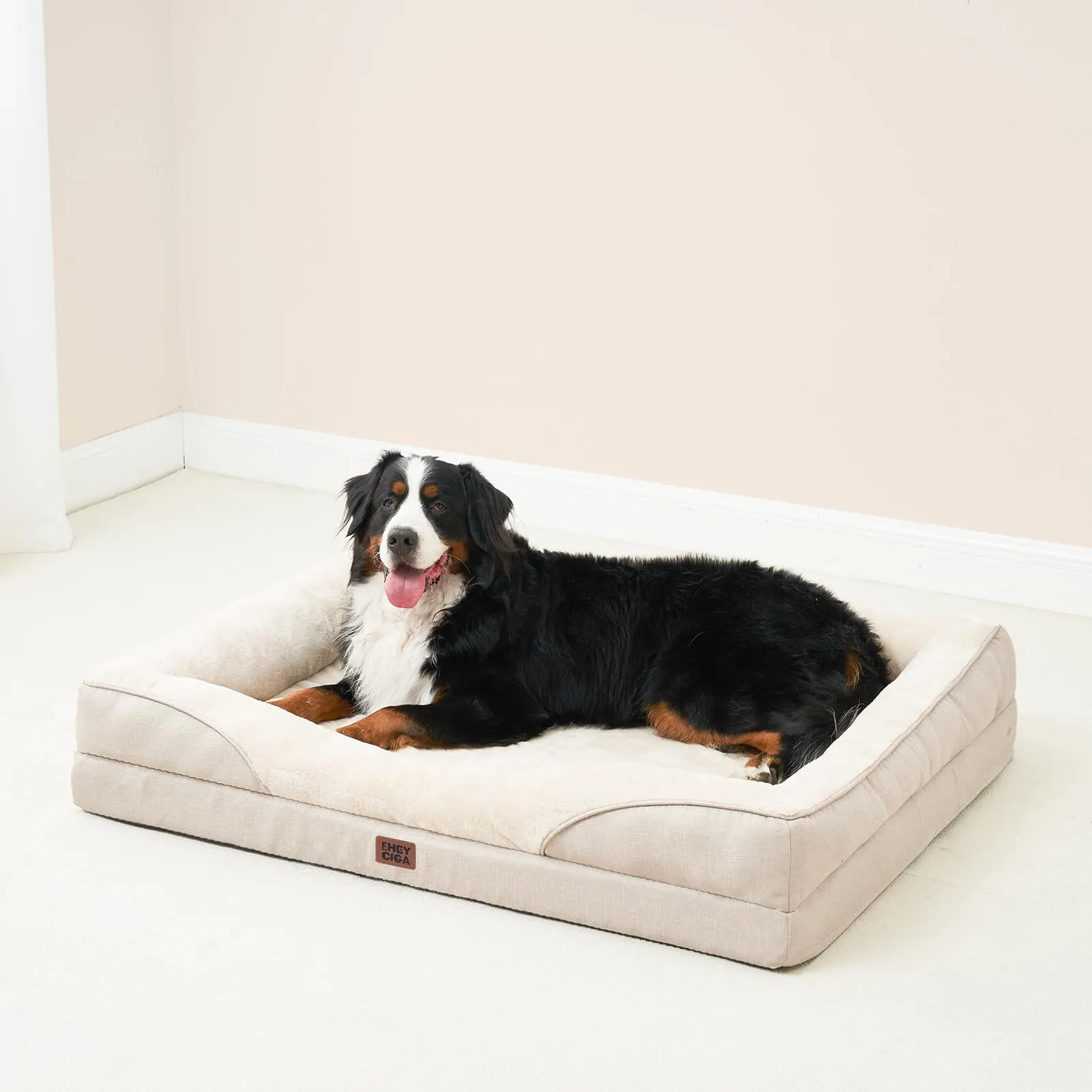 EHEYCIGA Cuccia Cane Interno Memory Foam, Taglia Grande, 122x89x18.9cm, Beige - immagine 9
