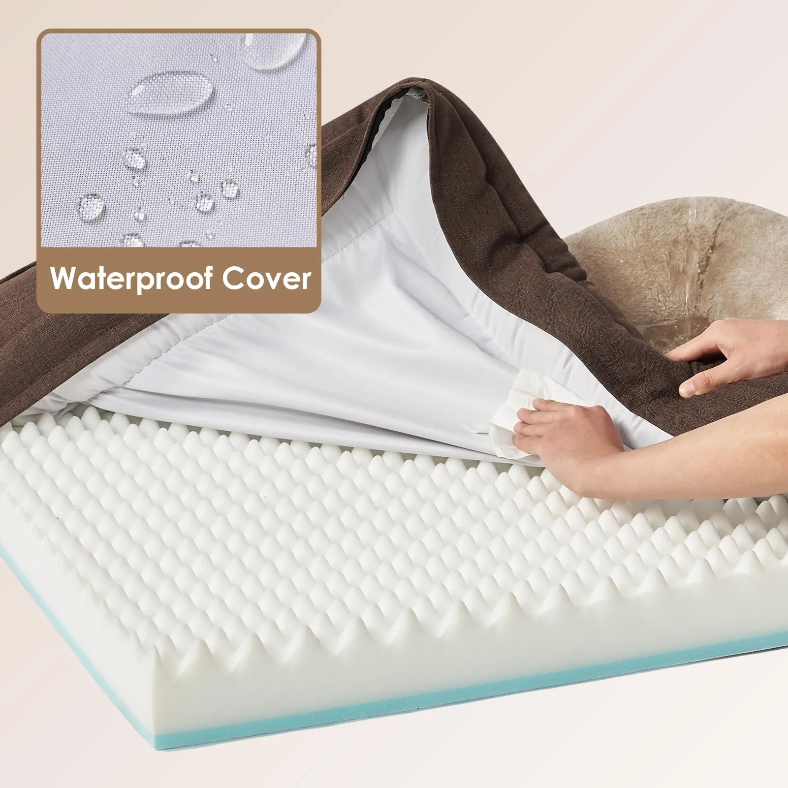 EHEYCIGA Cuccia Cane Interno in Memory Foam, 89x56x16.5cm, Marrone - immagine 4