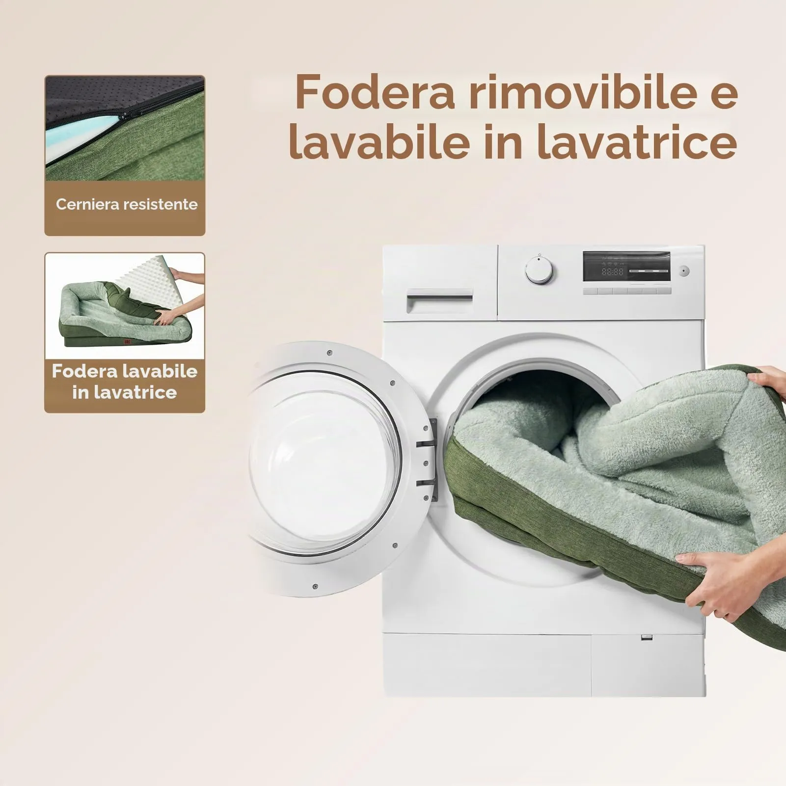 EHEYCIGA Cuccia Cane Interno Taglia Grande, 132x104x20.3cm, Verde - immagine 6