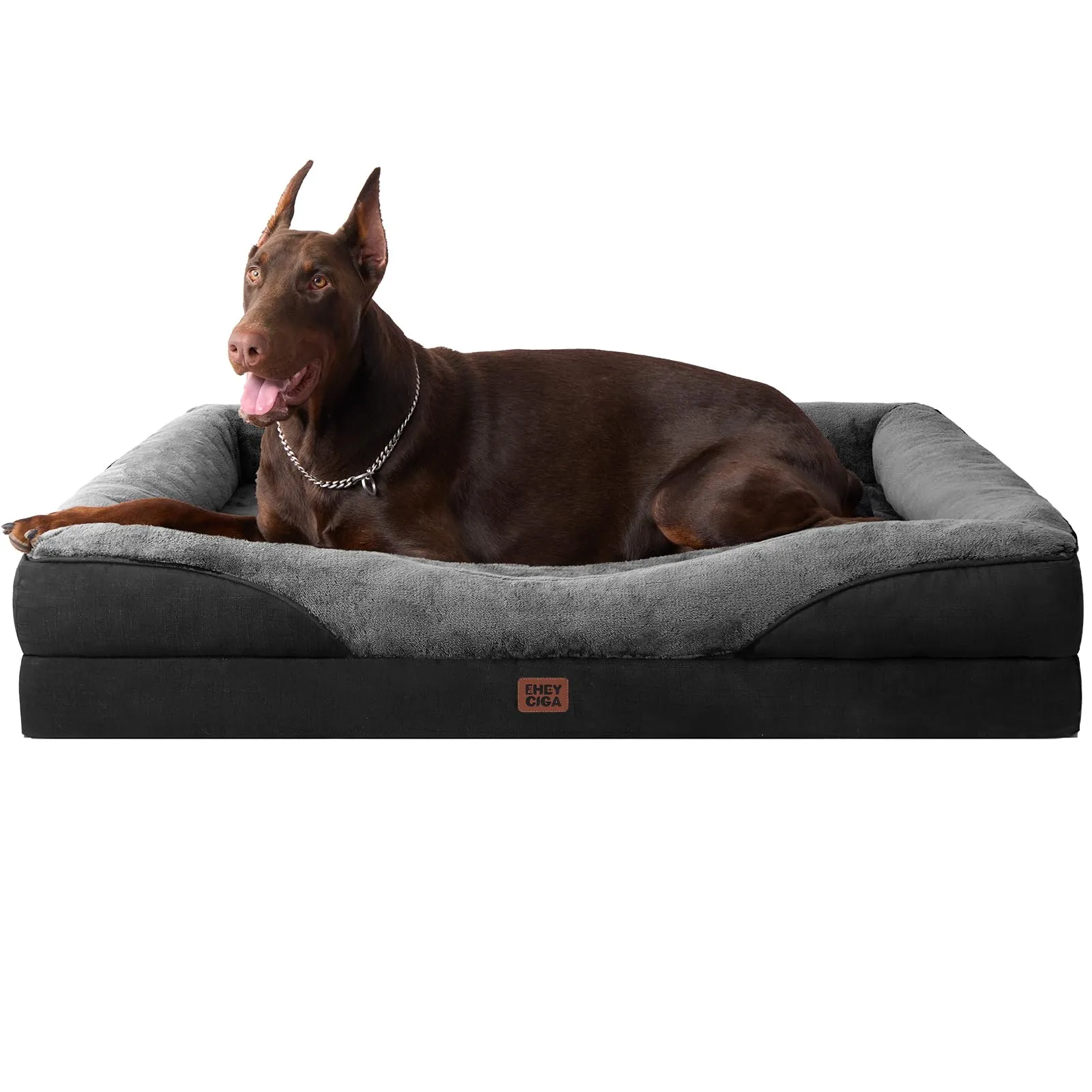 EHEYCIGA Cuccia Cane Interno, 122x89cm, Grigio Scuro/Nero - immagine 1