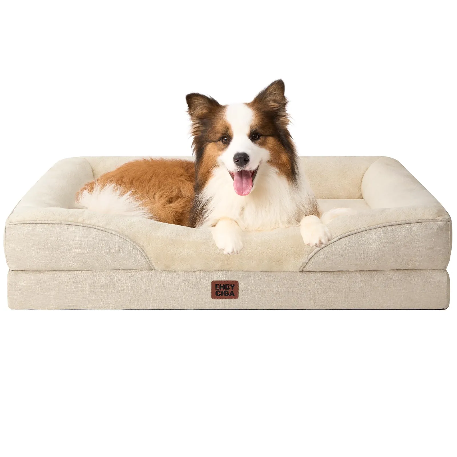 EHEYCIGA Cuccia Cane Interno, Memory Foam, Taglia Grande, 104x68.6x18.9cm, Beige - immagine 1
