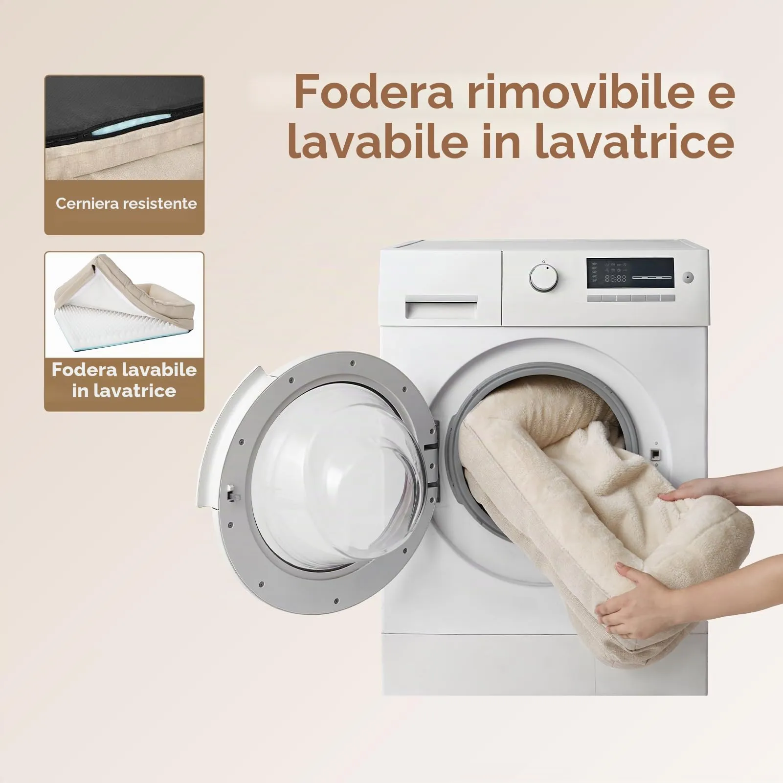 EHEYCIGA Cuccia Cane Interno, Memory Foam, Taglia Grande, 104x68.6x18.9cm, Beige - immagine 6