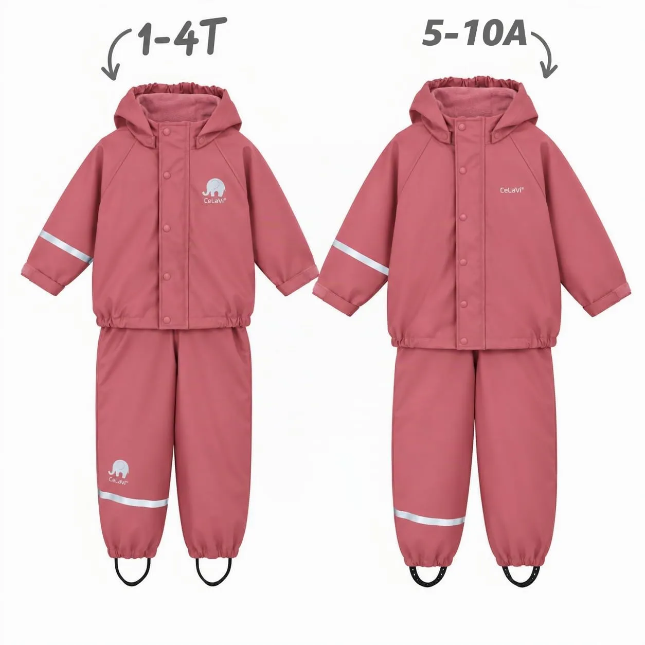 Celavi Basic Rainwear Set Unisex, Solid PU, Rose Wine, 80 - immagine 3