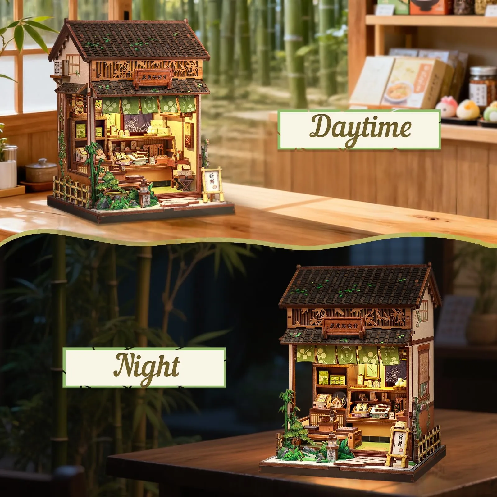 CUTEBEE Book Nook Kit, Negozio di Wagashi Giapponese, Puzzle 3D in Legno per Libreria, Mini Casa Fai da Te per Adulti - immagine 7
