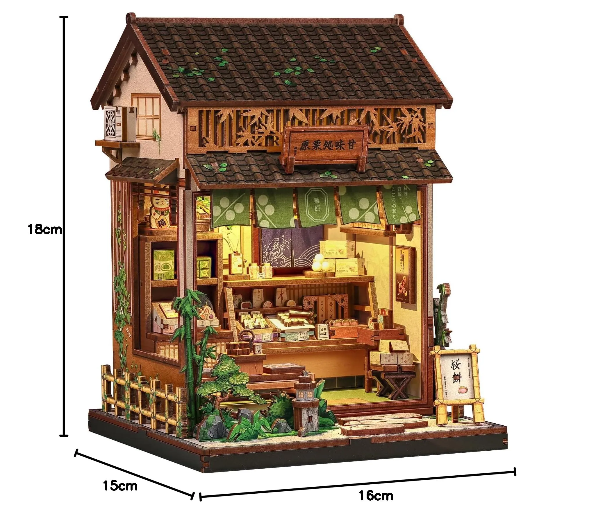 CUTEBEE Book Nook Kit, Negozio di Wagashi Giapponese, Puzzle 3D in Legno per Libreria, Mini Casa Fai da Te per Adulti - immagine 8