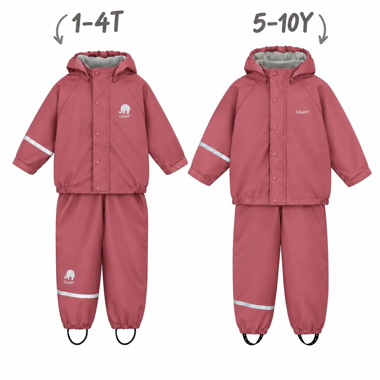 Celavi Basic Rainwear Set Unisex, Solid PU, Rose Wine, 70 - immagine 3