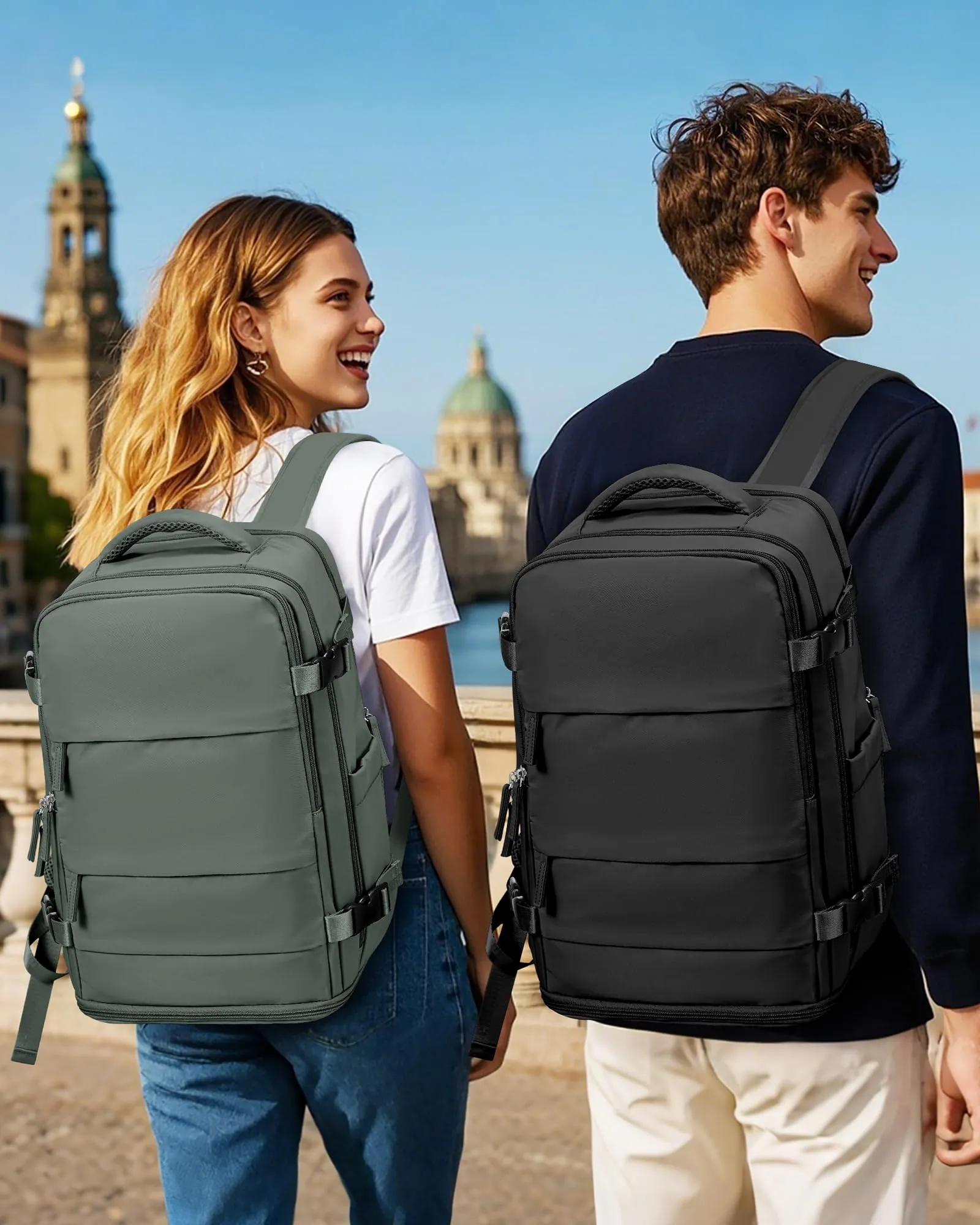 SZLX Zaino da Viaggio Sottovuoto con Pompa, Bagaglio a Mano per Ryanair, Wizzair, Easyjet, Compatibile con Laptop 14 Pollici, con Porta Scarpe - immagine 2