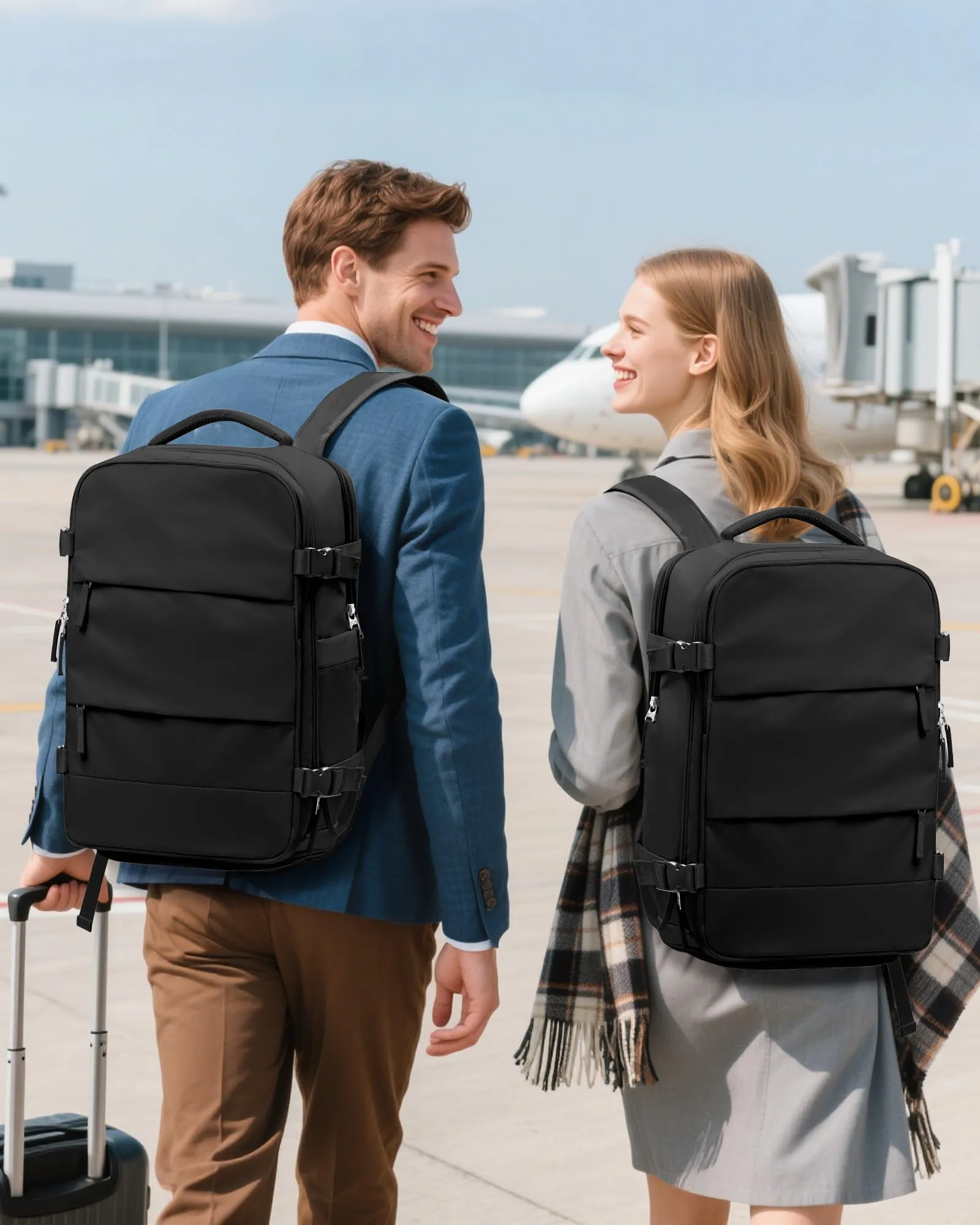 SZLX Zaino da Viaggio Sottovuoto con Pompa, Bagaglio a Mano per Ryanair, Wizzair, Easyjet, Compatibile con Laptop 14 Pollici, con Porta Scarpe - immagine 11
