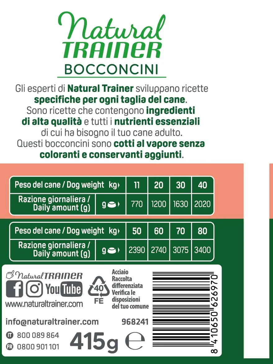 Trainer Natural Bocconcini per Cane Medium & Maxi con Salmone - 12 x 415g - immagine 3