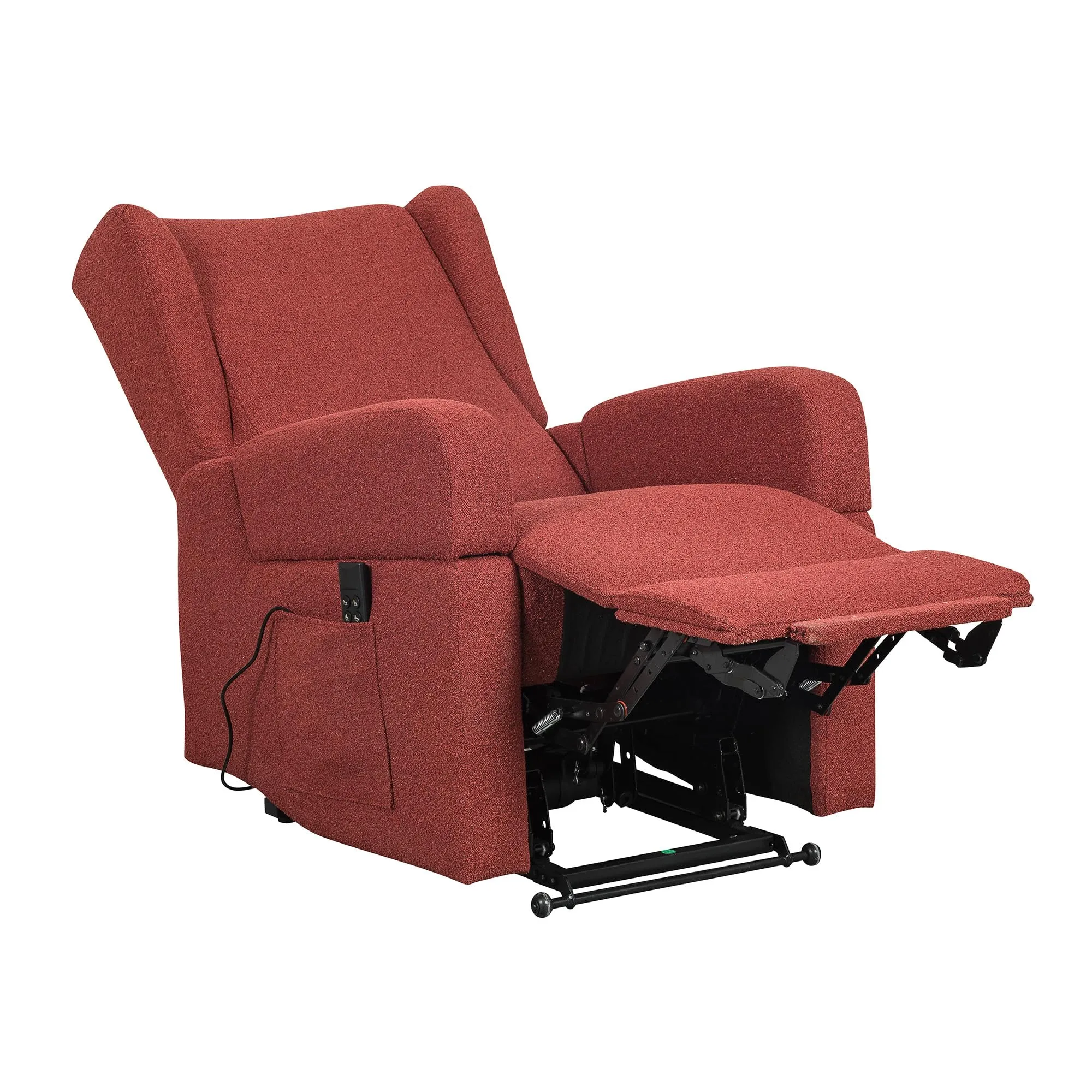 Poltrone Italia Poltrona Relax Elettrica Vertical, 2 Motori, Reclinazione Indipendente Schienale e Pediera, Roller, Memory, Braccioli Estraibili, Tavolino, Rosso - immagine 4