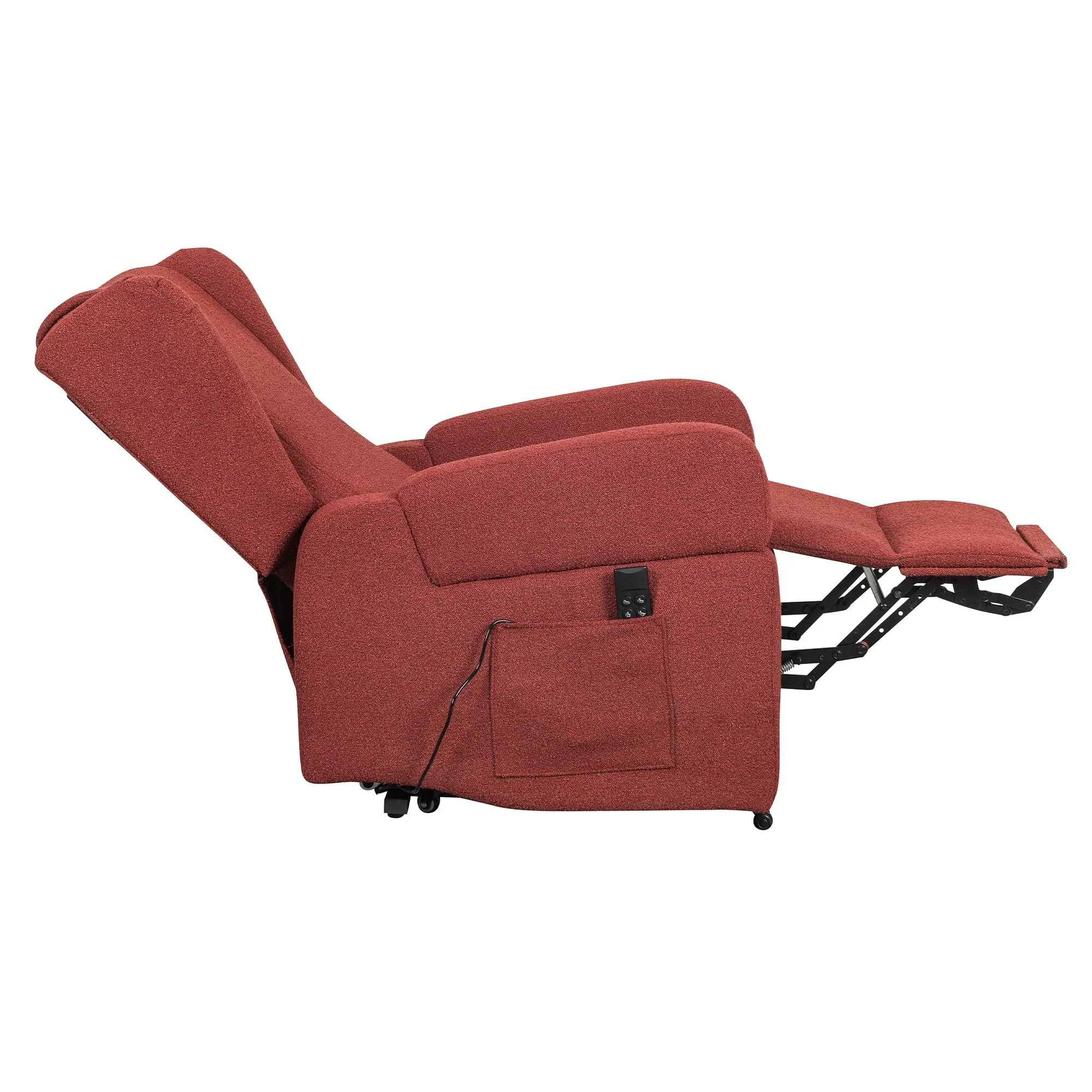 Poltrone Italia Poltrona Relax Elettrica Vertical, 2 Motori, Reclinazione Indipendente Schienale e Pediera, Roller, Memory, Braccioli Estraibili, Tavolino, Rosso - immagine 5