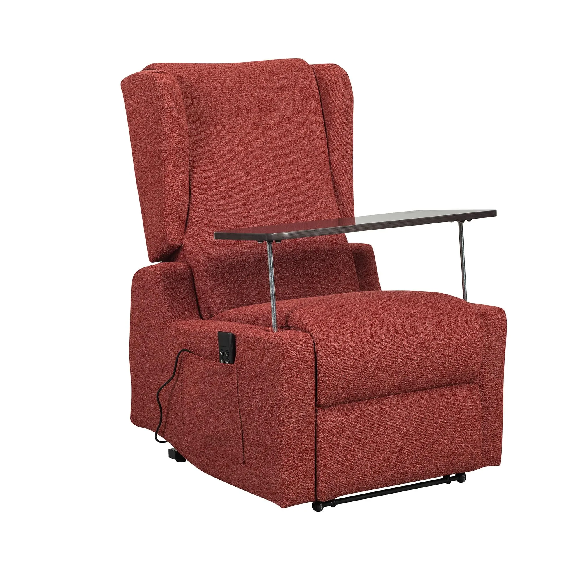 Poltrone Italia Poltrona Relax Elettrica Vertical, 2 Motori, Reclinazione Indipendente Schienale e Pediera, Roller, Memory, Braccioli Estraibili, Tavolino, Rosso - immagine 6