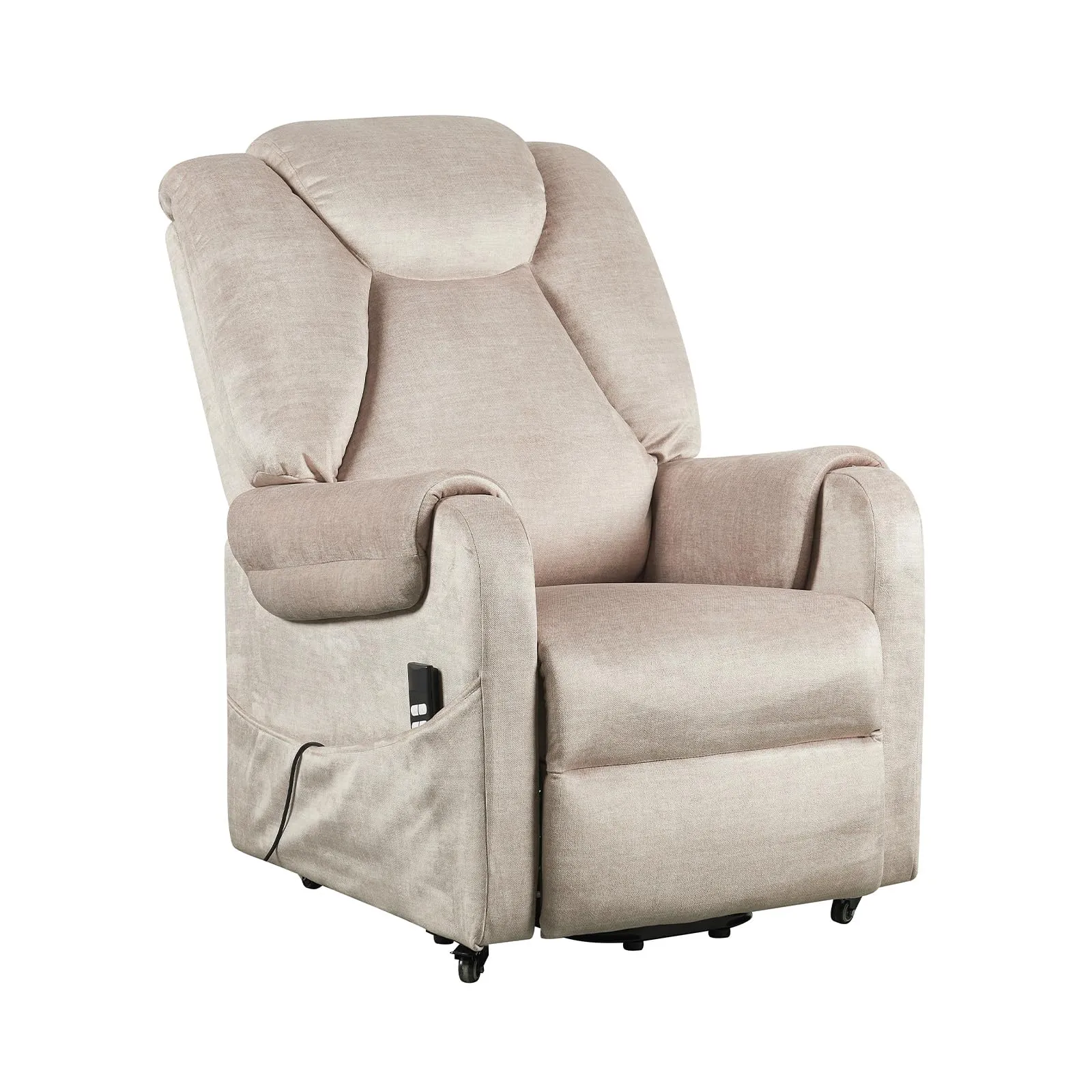 Poltrone Italia Sofia Poltrona Relax Elettrica 2 Motori, Reclinazione Indipendente Schienale e Pediera, 4 Ruote, Tessuto Premium Beige - immagine 1