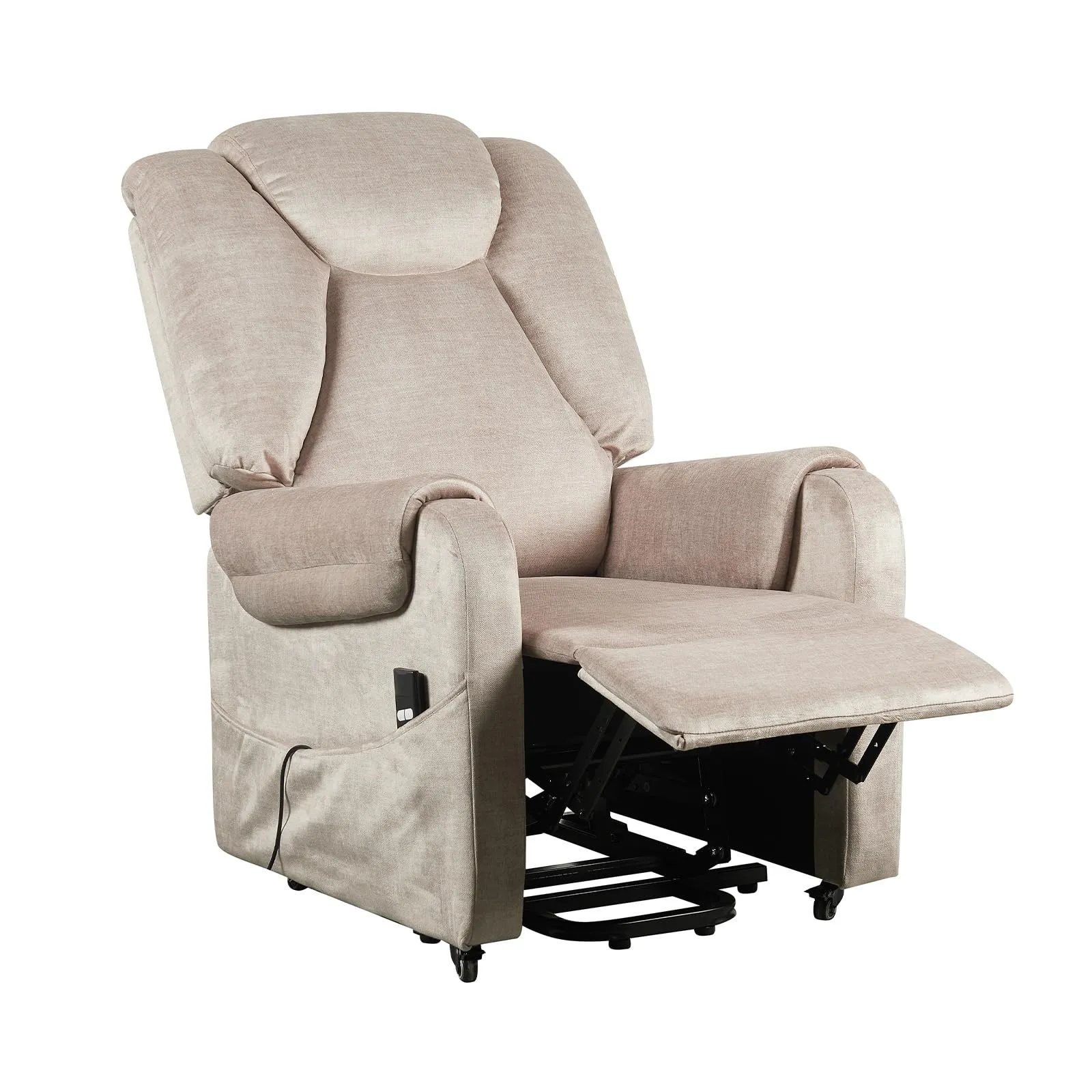 Poltrone Italia Sofia Poltrona Relax Elettrica 2 Motori, Reclinazione Indipendente Schienale e Pediera, 4 Ruote, Tessuto Premium Beige - immagine 3