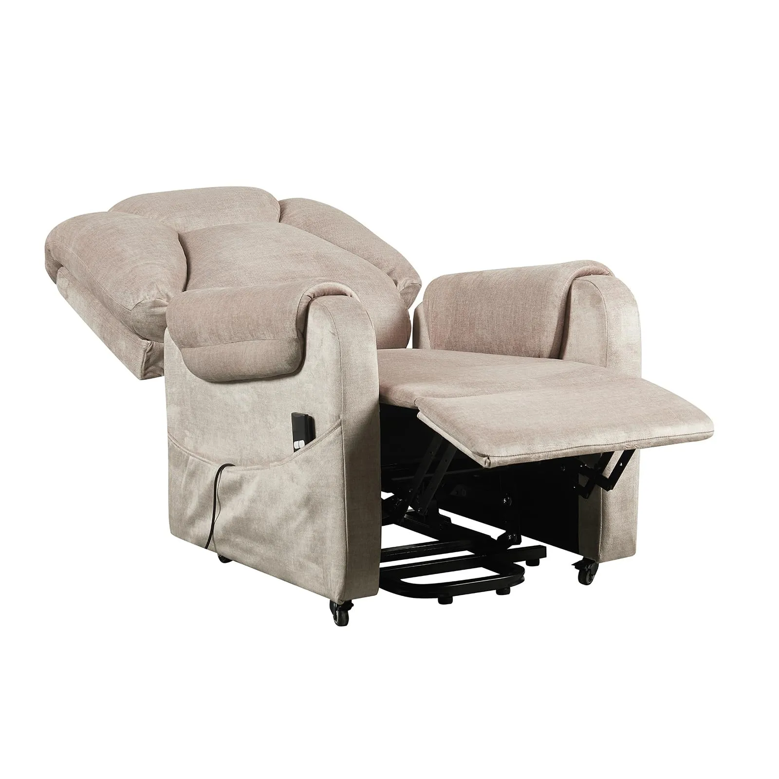 Poltrone Italia Sofia Poltrona Relax Elettrica 2 Motori, Reclinazione Indipendente Schienale e Pediera, 4 Ruote, Tessuto Premium Beige - immagine 4