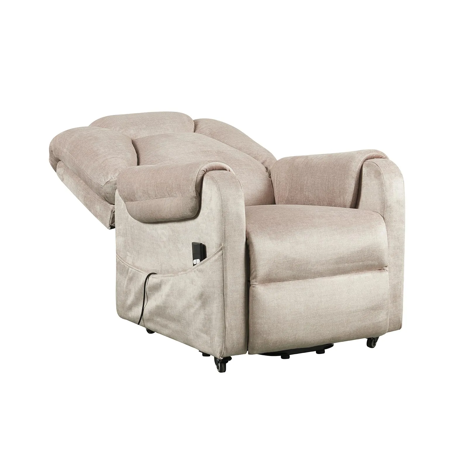 Poltrone Italia Sofia Poltrona Relax Elettrica 2 Motori, Reclinazione Indipendente Schienale e Pediera, 4 Ruote, Tessuto Premium Beige - immagine 5