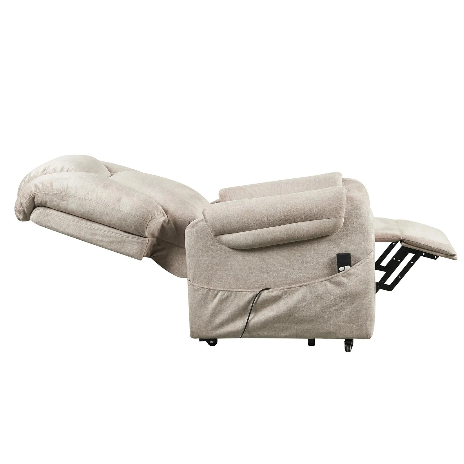 Poltrone Italia Sofia Poltrona Relax Elettrica 2 Motori, Reclinazione Indipendente Schienale e Pediera, 4 Ruote, Tessuto Premium Beige - immagine 6