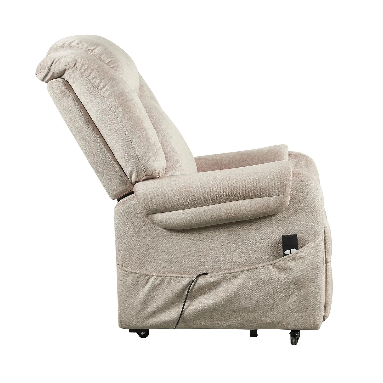 Poltrone Italia Sofia Poltrona Relax Elettrica 2 Motori, Reclinazione Indipendente Schienale e Pediera, 4 Ruote, Tessuto Premium Beige - immagine 7