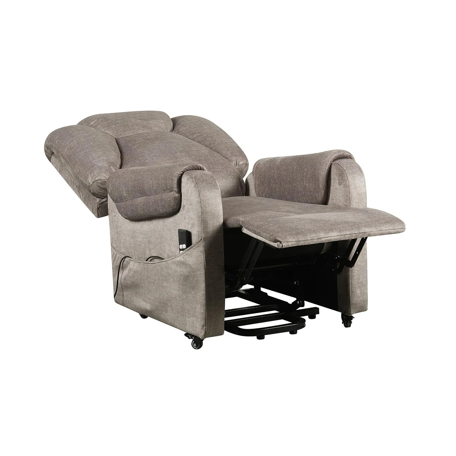 Poltrone Italia Poltrona Relax Elettrica 2 motori, Reclinazione Indipendente Schienale e Pediera, 4 Ruote, Tessuto Premium Grigio - immagine 4