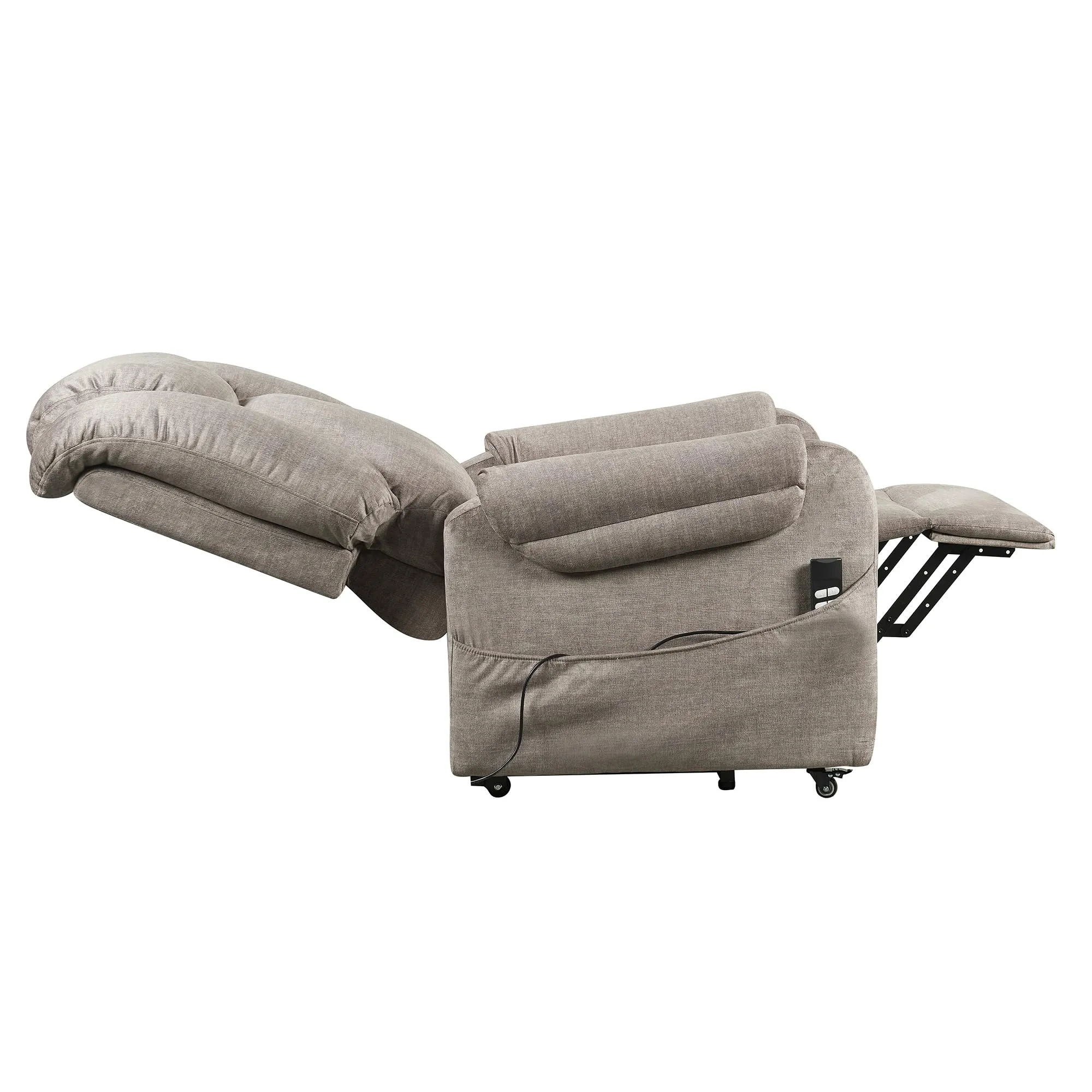 Poltrone Italia Poltrona Relax Elettrica 2 motori, Reclinazione Indipendente Schienale e Pediera, 4 Ruote, Tessuto Premium Grigio - immagine 5