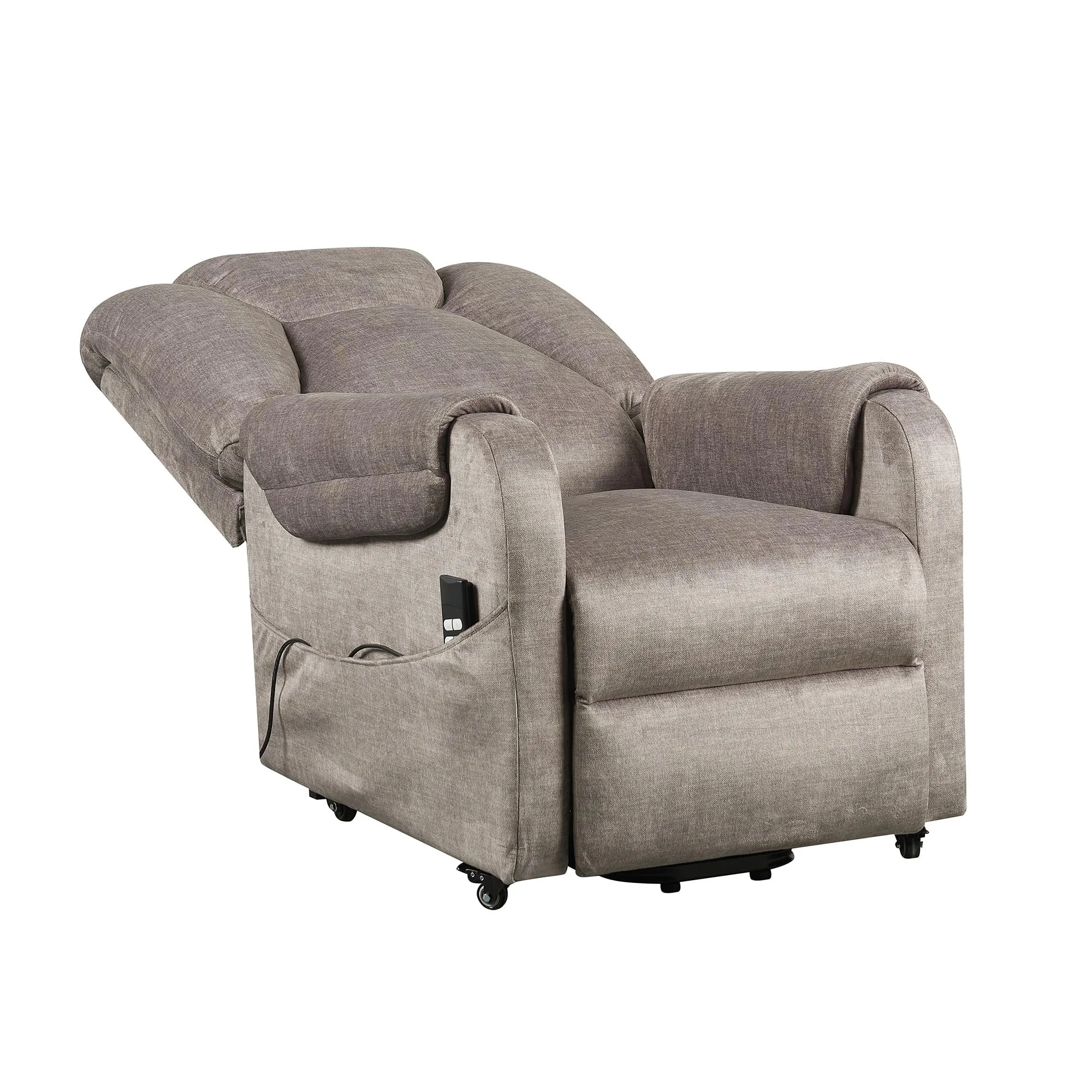 Poltrone Italia Poltrona Relax Elettrica 2 motori, Reclinazione Indipendente Schienale e Pediera, 4 Ruote, Tessuto Premium Grigio - immagine 6