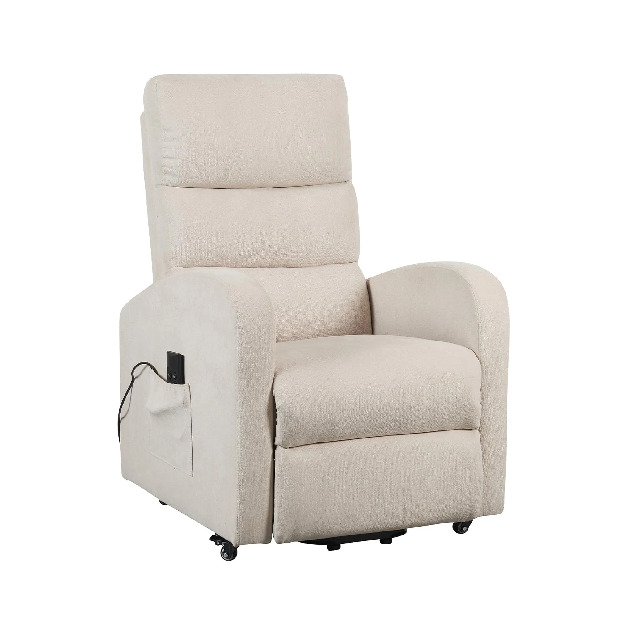 Poltrone Italia Poltrona Relax Elettrica Elevabile con 4 Ruote, Microfibra Beige - immagine 1