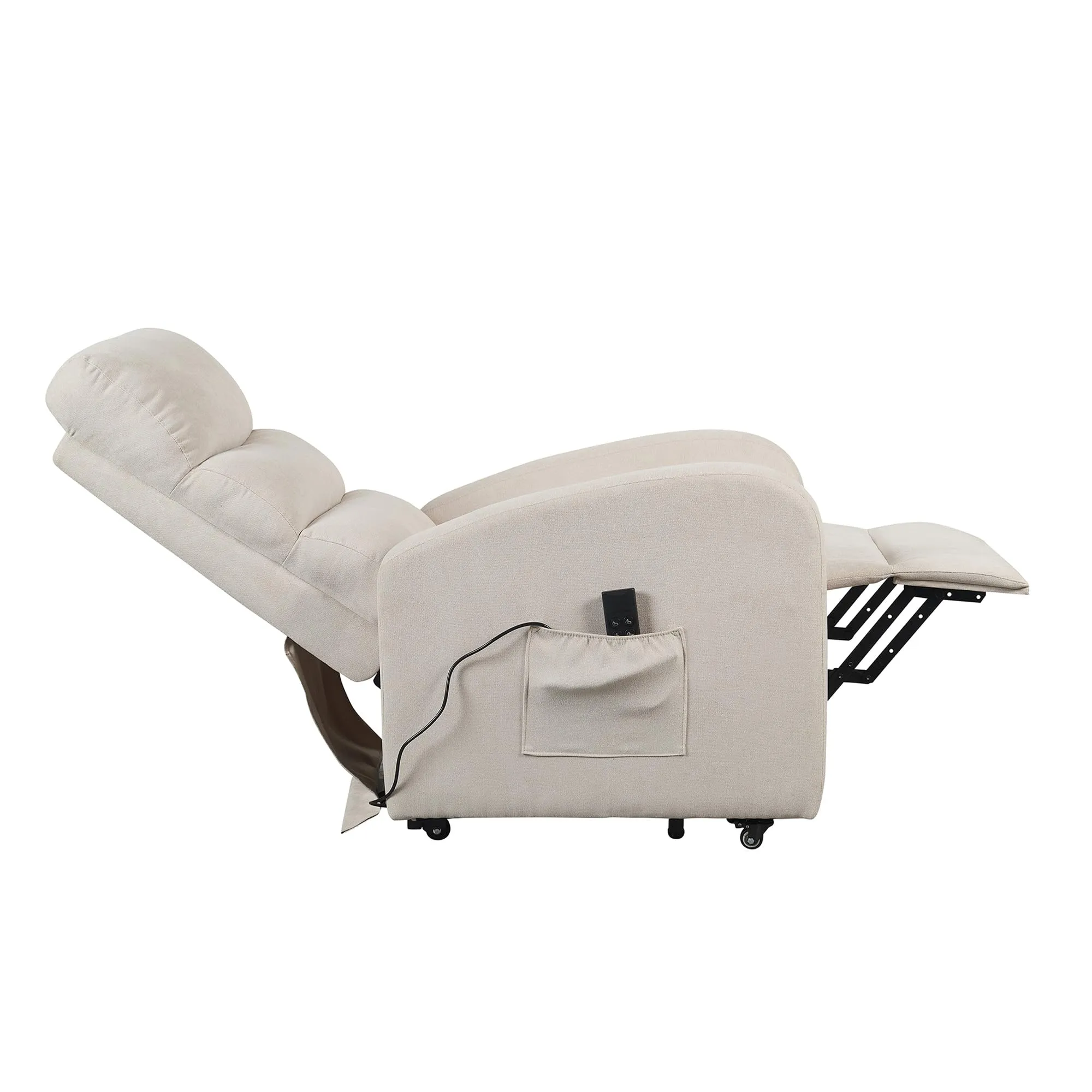 Poltrone Italia Poltrona Relax Elettrica Elevabile con 4 Ruote, Microfibra Beige - immagine 4