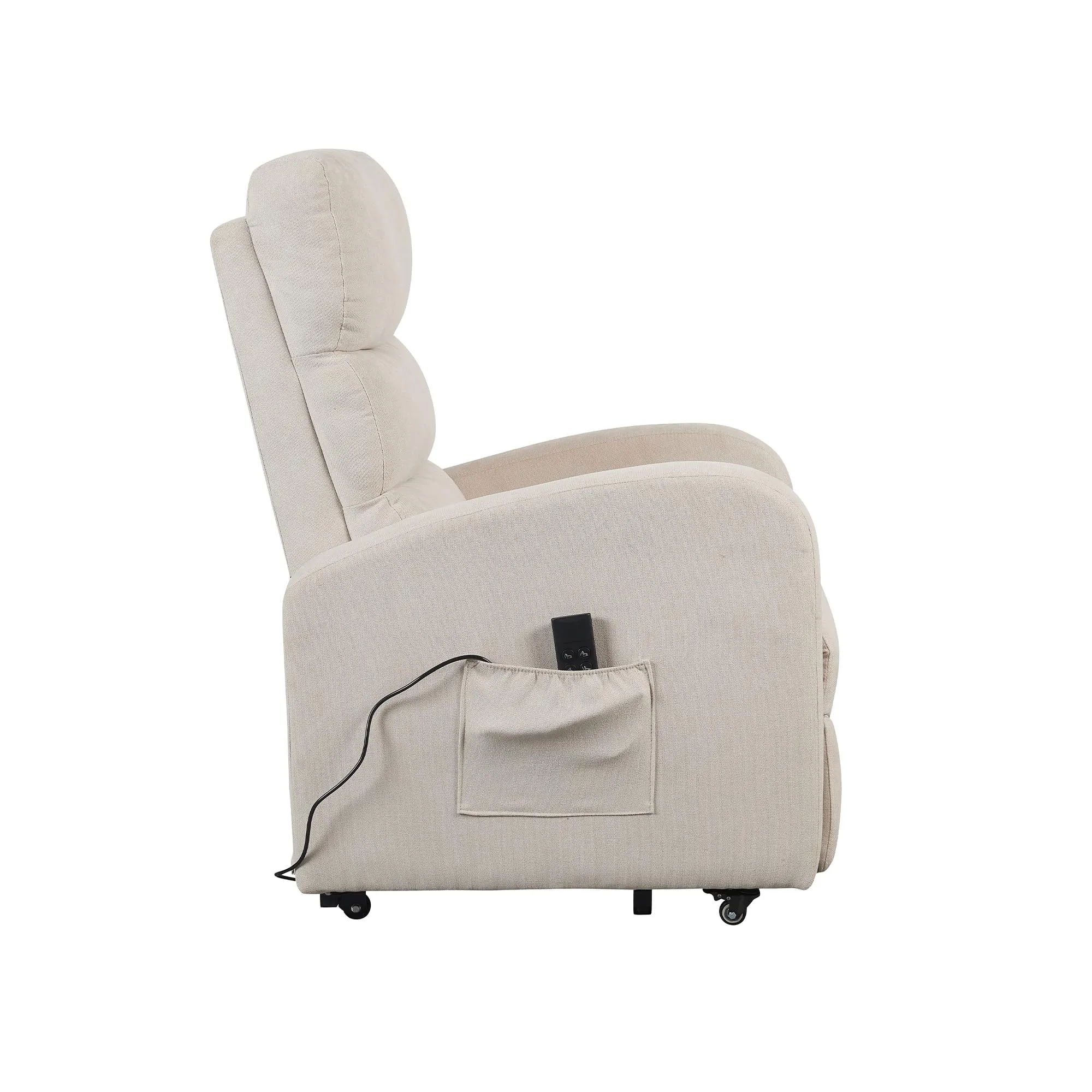 Poltrone Italia Poltrona Relax Elettrica Elevabile con 4 Ruote, Microfibra Beige - immagine 5